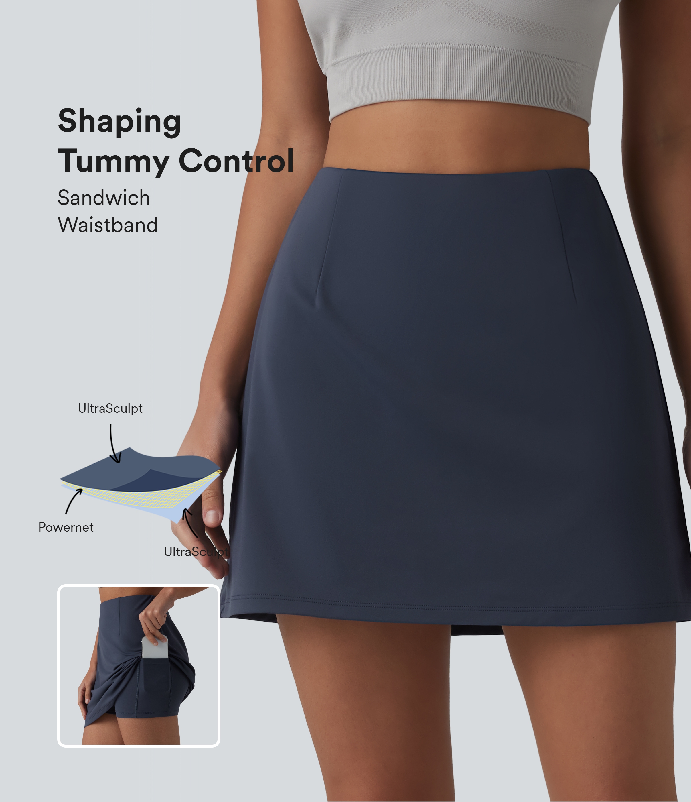 Halara UltraSculpt™ High Waisted Tummy Control 2-in-1 Mini Workout Skirt with Pockets