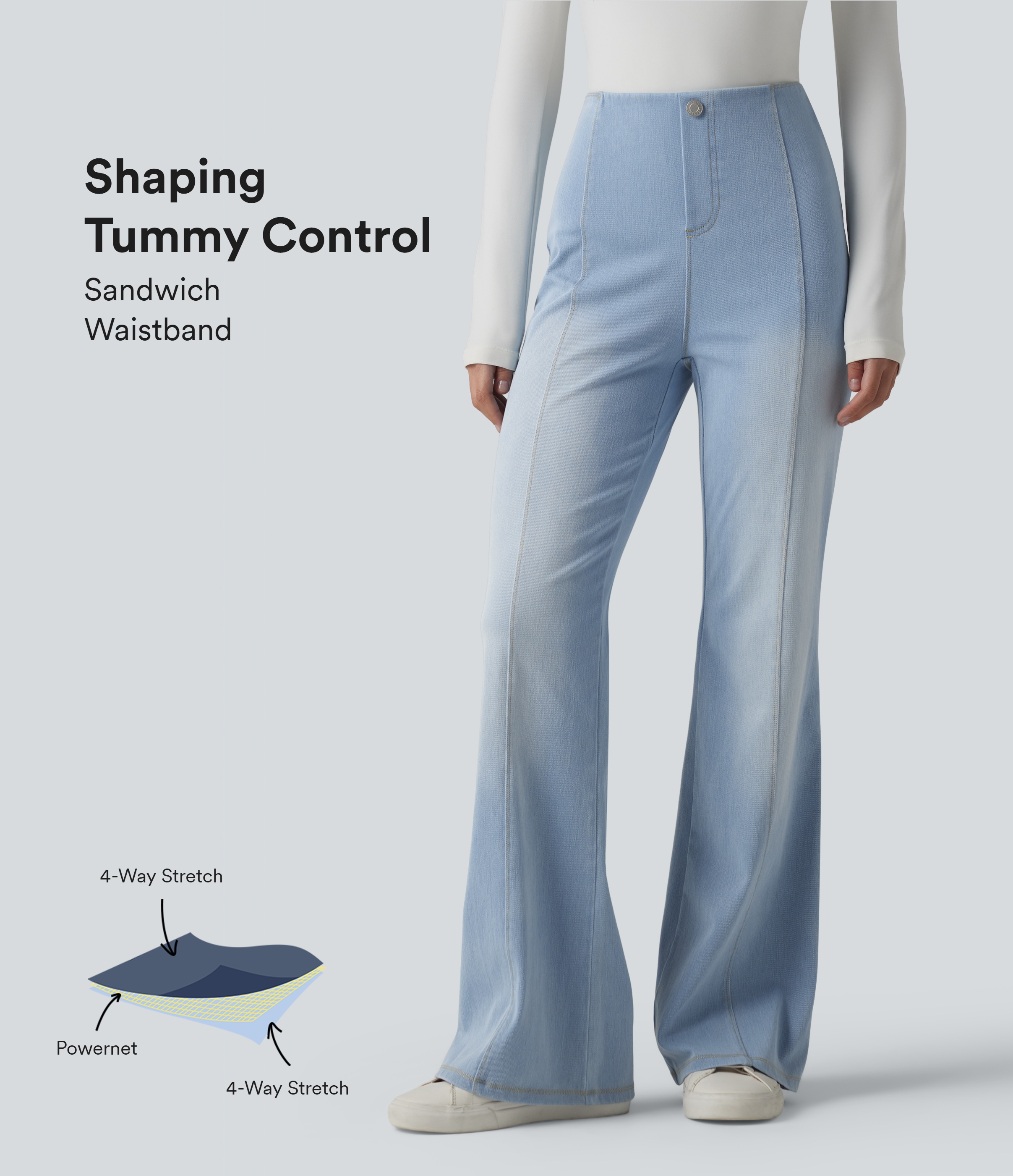 Halara Flex™ Jean évasé casual taille haute ventre plat avec poches