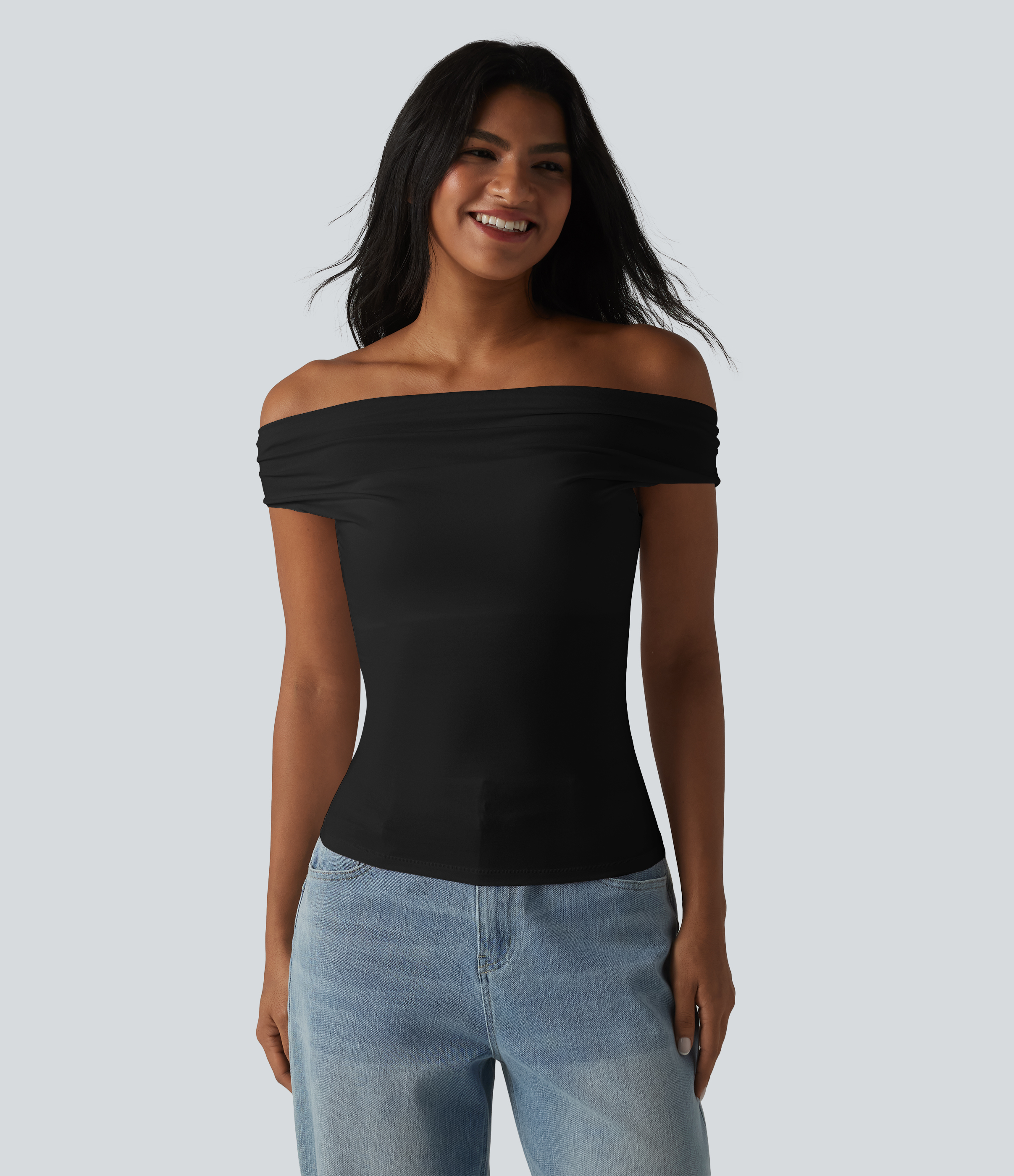 Women's Halara Cotton Jersey Cowl Neck Sleeveless Built-in Bra