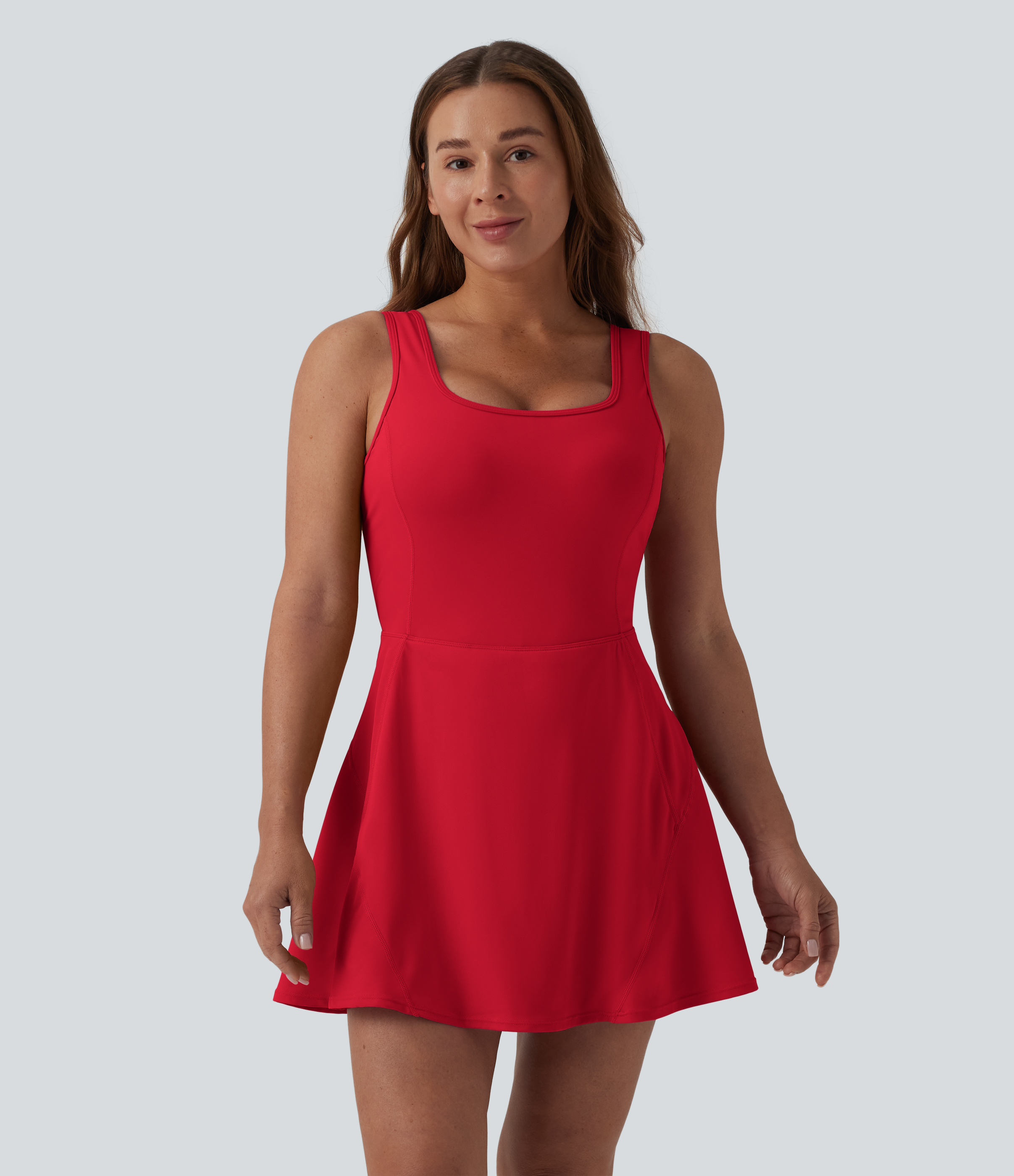 SoftlyZero™ Airy U Neck 2-in-1 Pocket Mini Cool Touch Dance Active Dress DD-F Cups-Easy Peezy