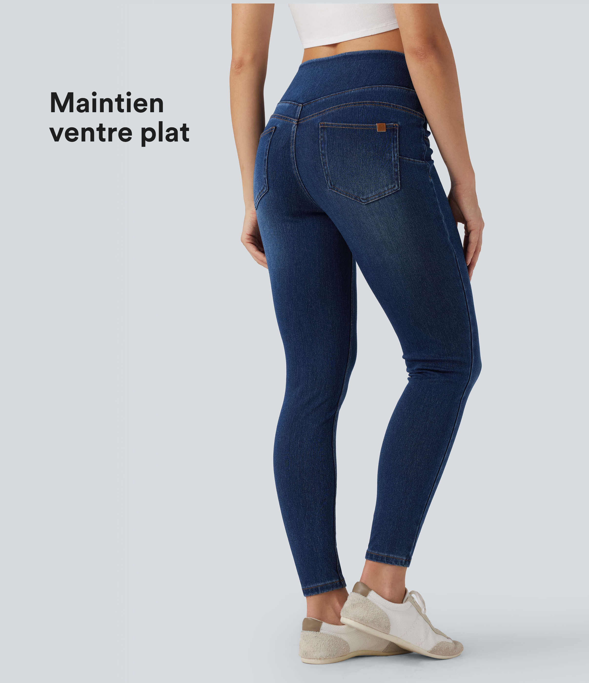 7/8 skinny leggings in Halara Flex™ high-waisted shaping denim with pockets
