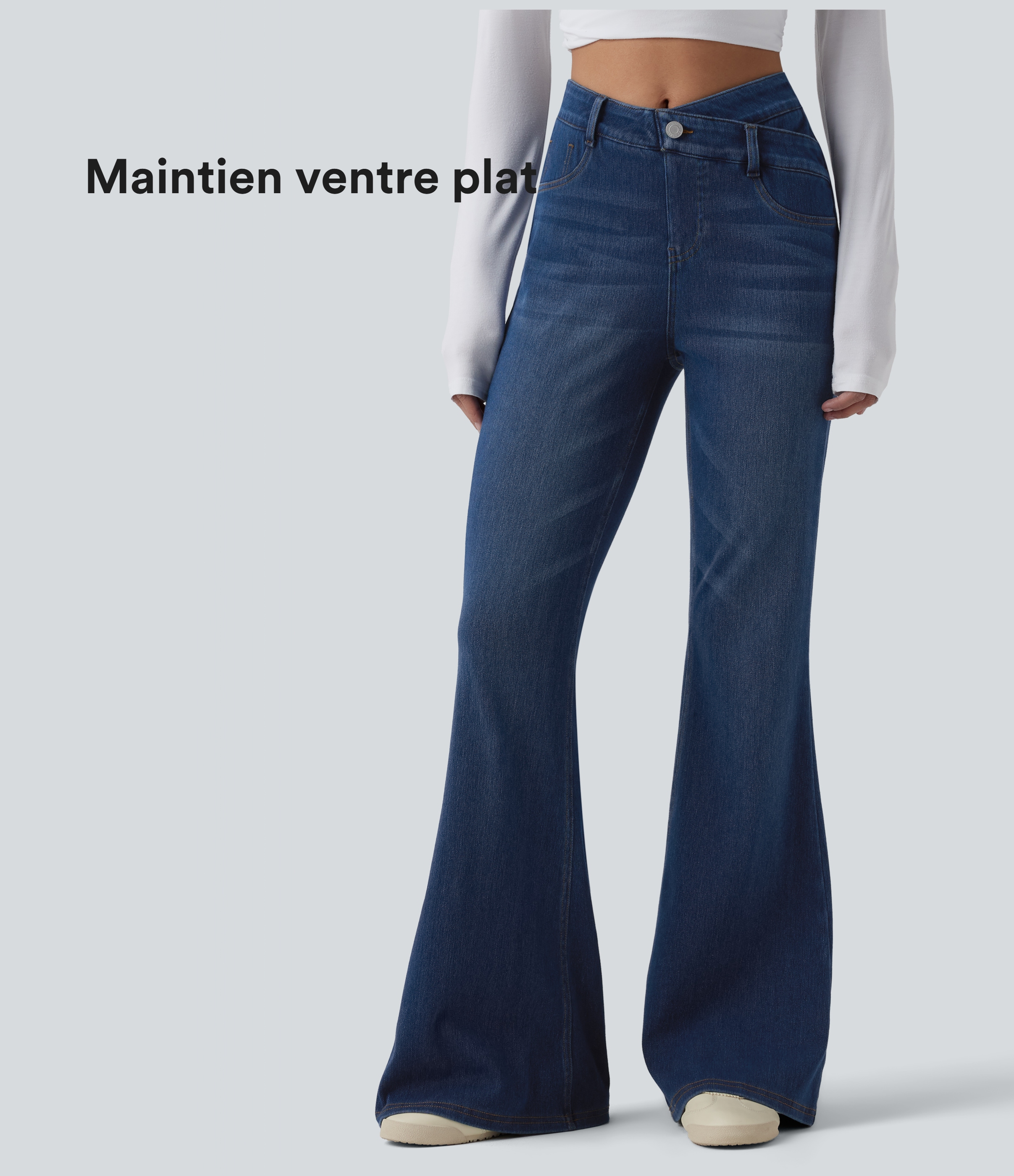 Jean Halara Flex™ taille haute croisé gainant bootcut décontracté avec poches