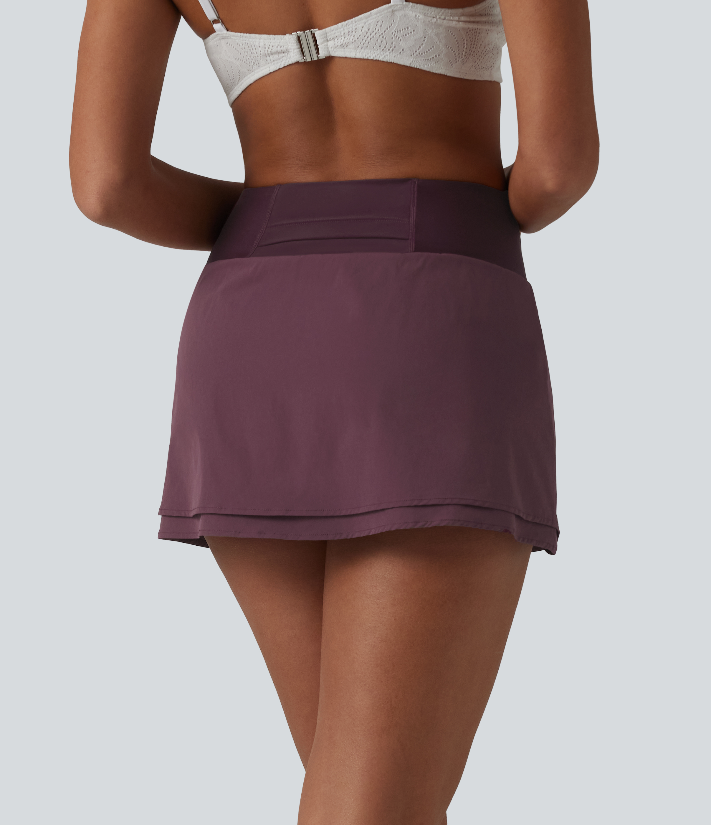 Eggplant High Waisted 2-in-1 Bikini Bottom Swimsuit with Pocket / 2