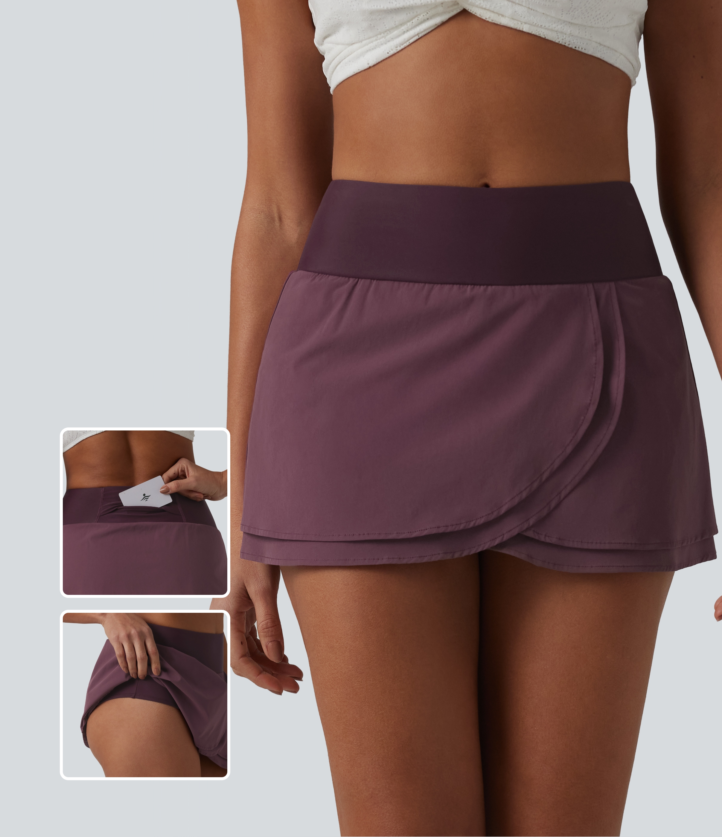 High Waisted 2-in-1 Bikini Bottom Swimsuit with Pocket