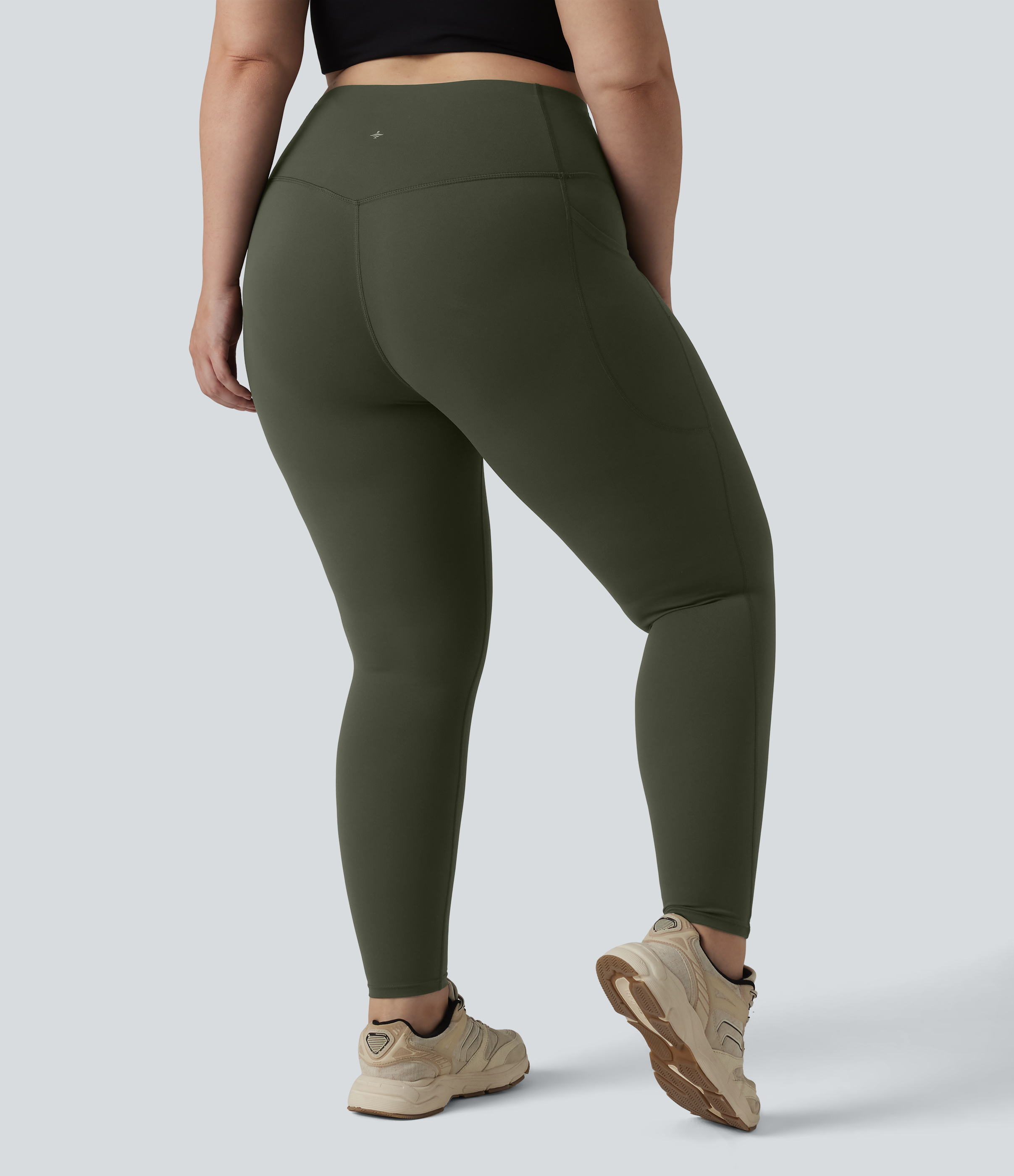Deep Woodland Green SoCinched Leggings talla grande entrenamiento bolsillo lateral moldeador abdomen tiro alto / 2