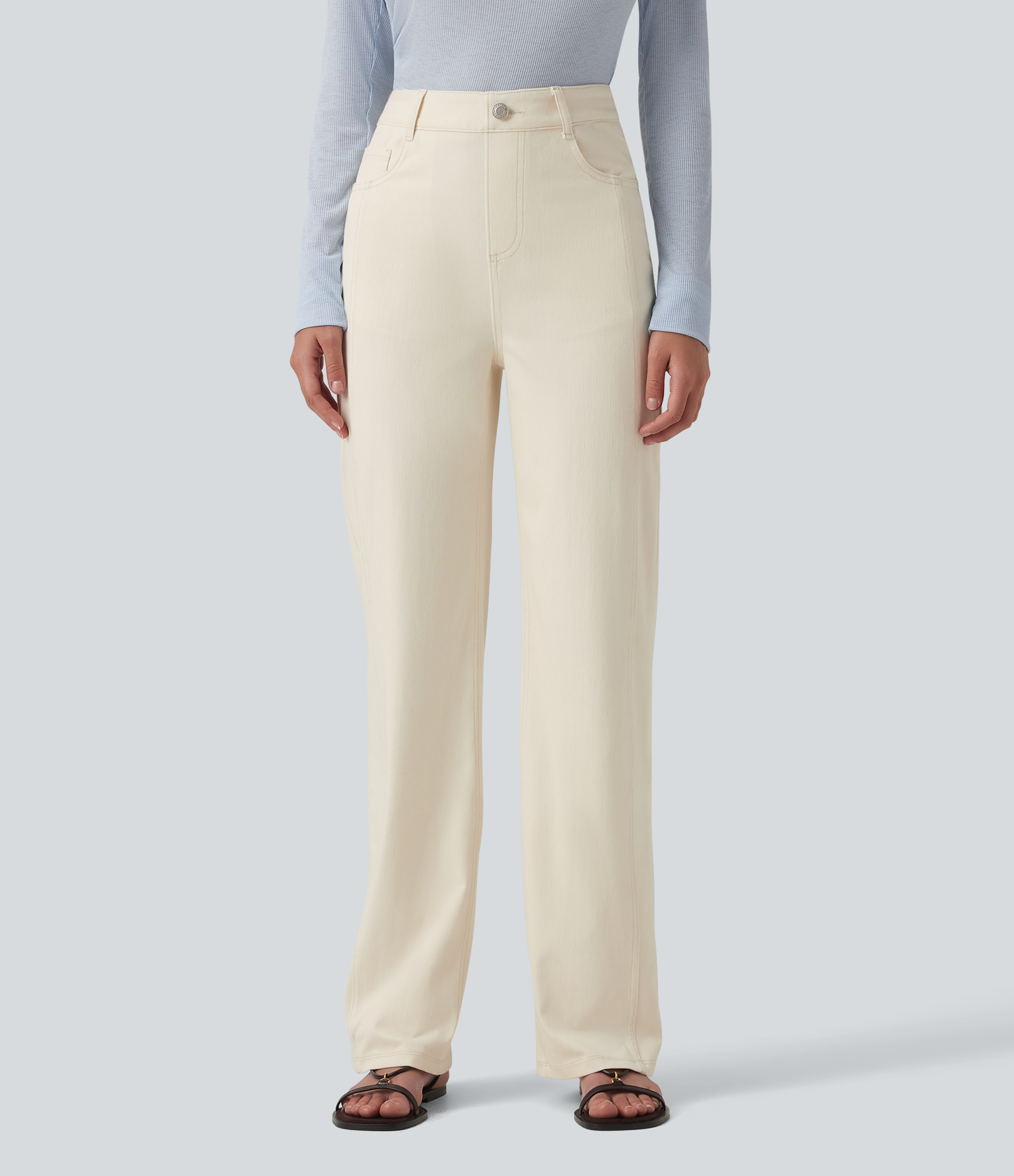 Halara Flex™ High Waisted Casual Straight Leg Jeans with Pockets