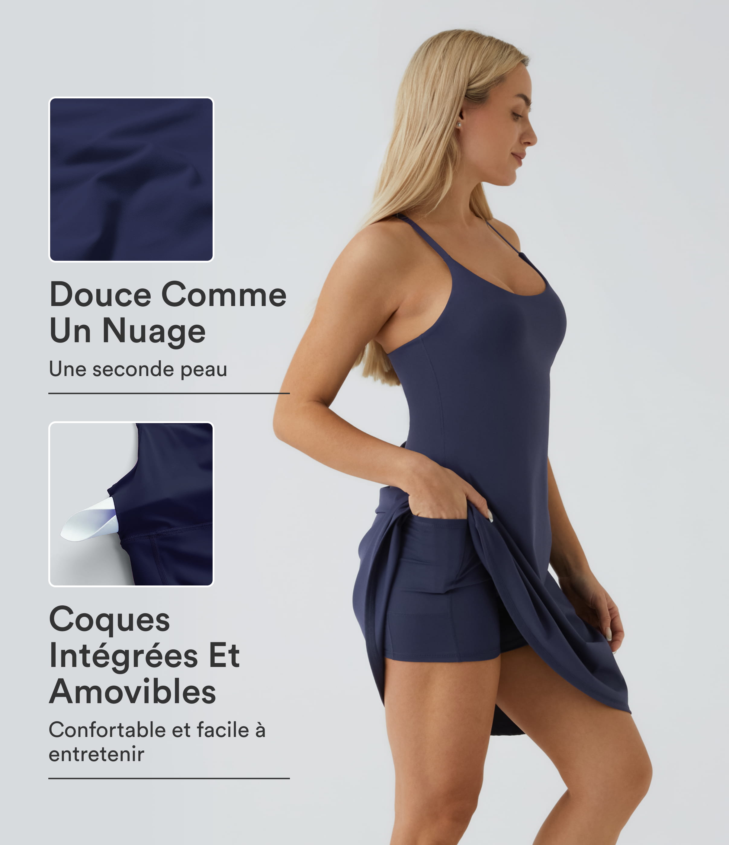 Everyday Softlyzero™ Airy rückenfreies 2-in-1-Aktivitätskleid – Euphoria Air – längeres Kleid und verstellbare Träger