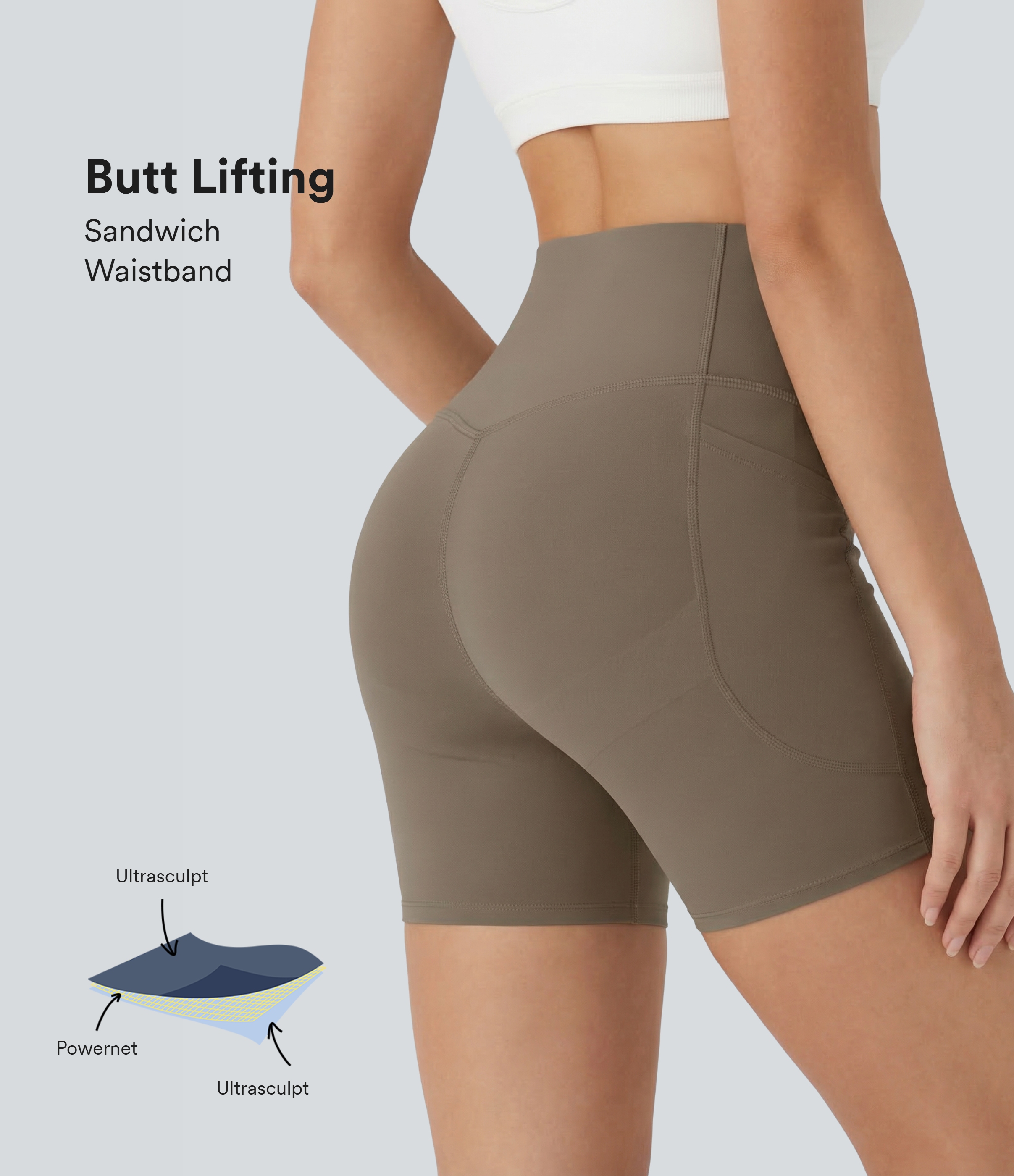 Halara UltraSculpt™ High Waisted Butt Lifting Tummy Control Pocket Shaping Training Bike Running Shorts 5''