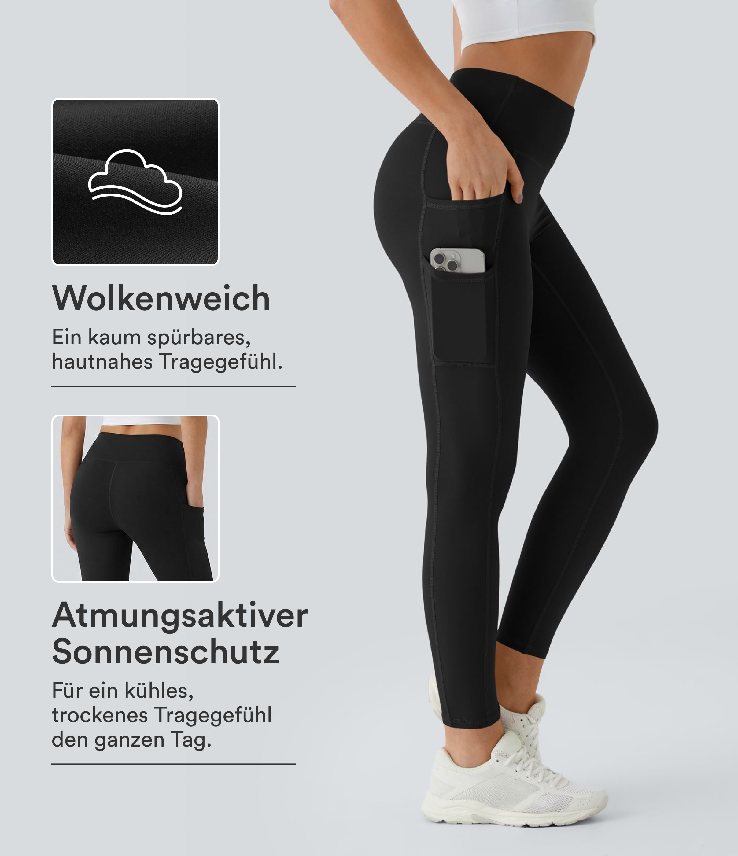 Softlyzero™ Plush Einfarbige Leggings mit hoher Taille und doppelten Taschen