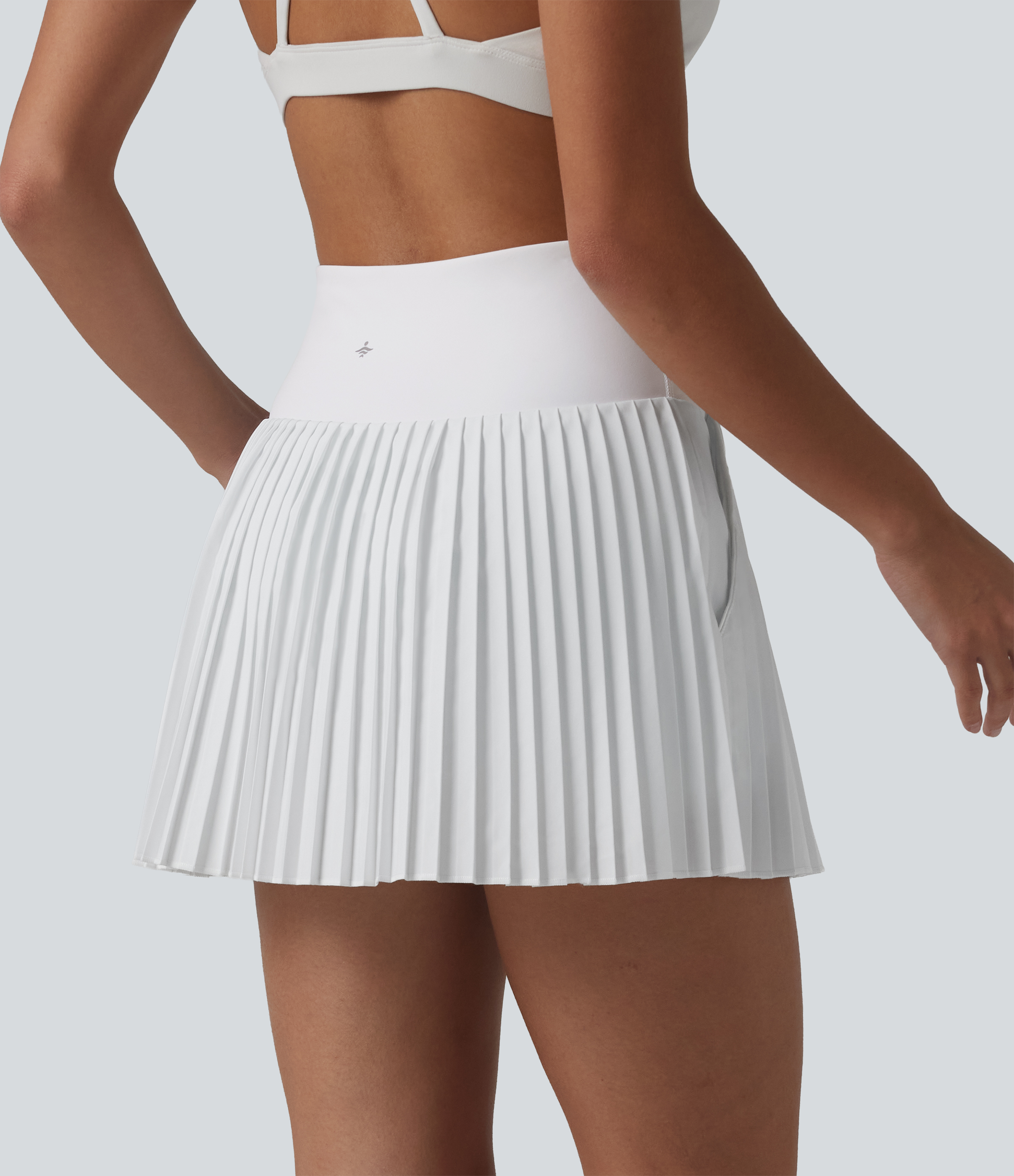 White Breezeful™ High Waisted 2-in-1 Pleated Quick Dry Mini Tennis Skirt with Pockets / 2
