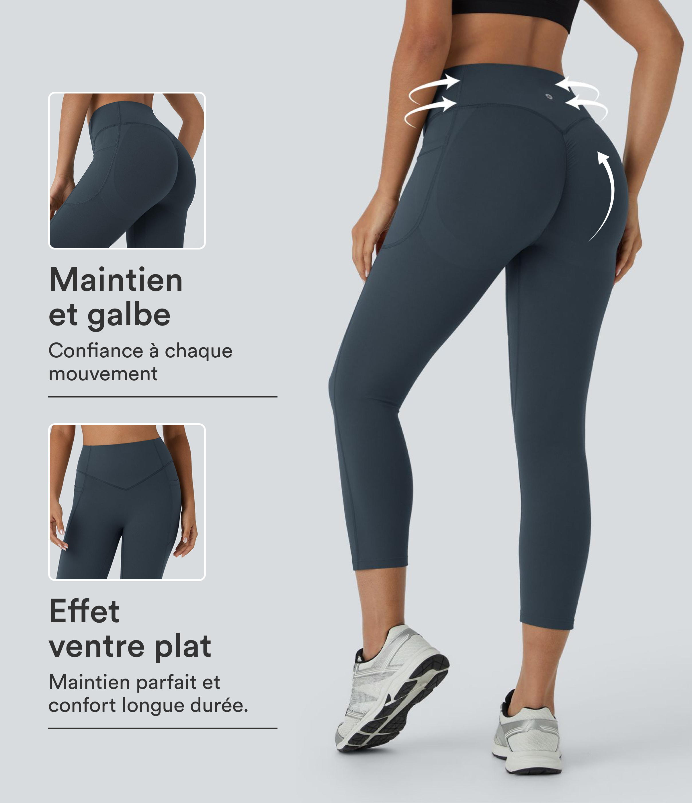 Halara UltraSculpt™ high-waisted shaping training capri leggings with scrunch effect and pockets