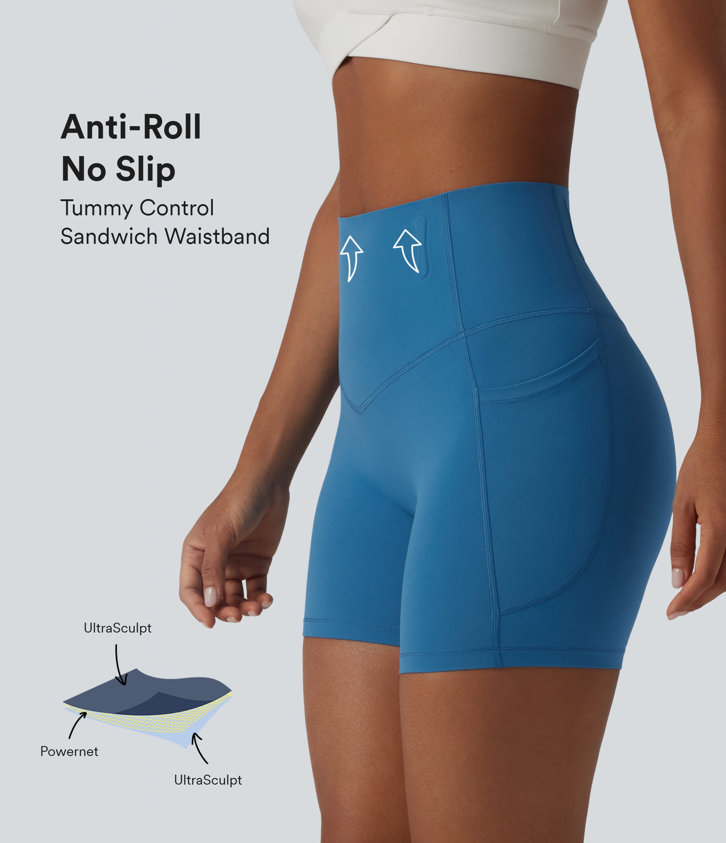 Halara UltraSculpt™ High Waisted Anti-Roll Tummy Control Shaping Yoga Biker Shorts 5'' with Pockets