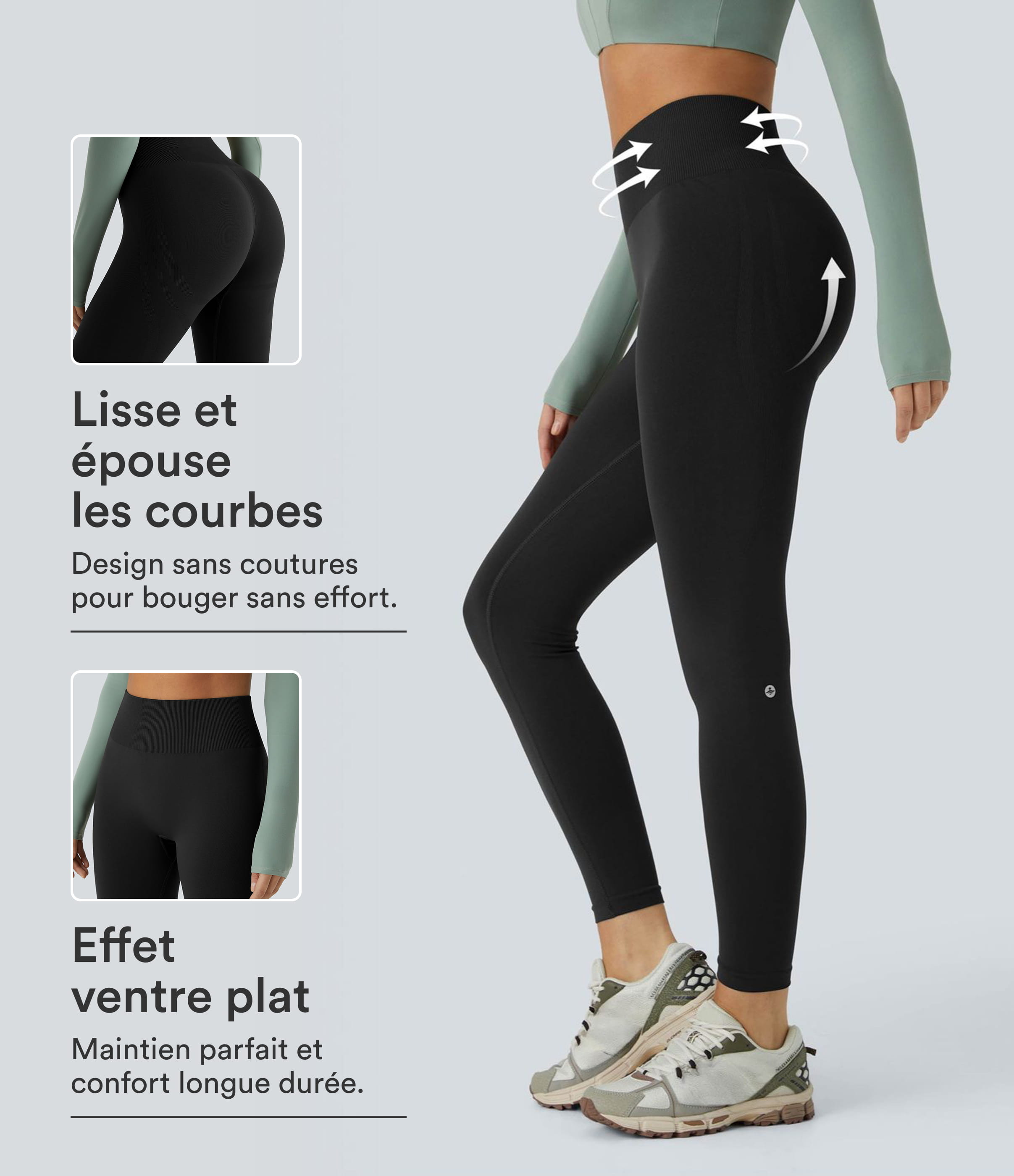 Legging yoga gainant effet push-up taille moyenne sans couture OneForm Seamless Flow