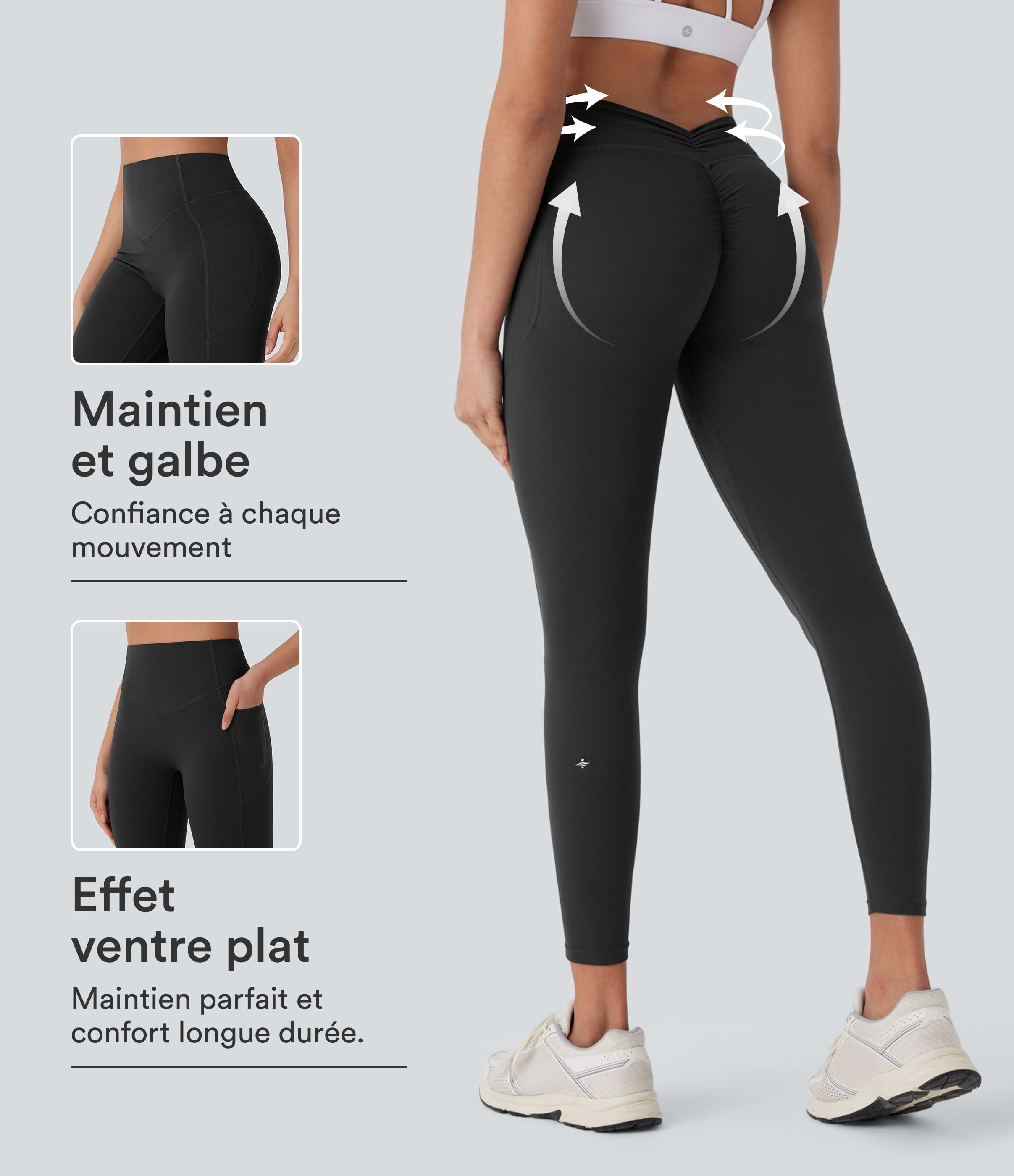 Halara UltraSculpt™ High-Waisted Shaping Yoga Leggings with Ruching and Pockets