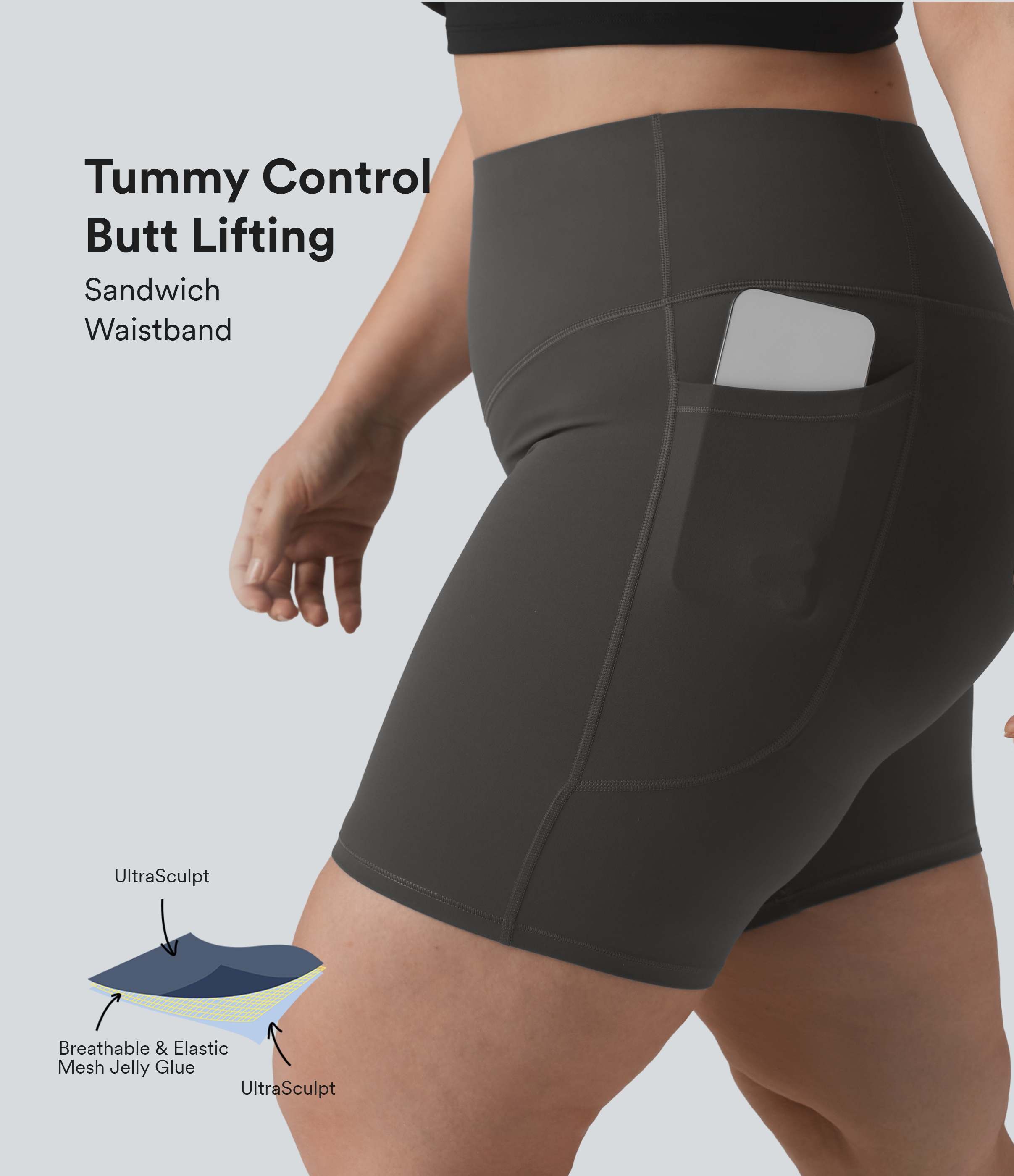 Halara UltraSculpt™ High Waisted Butt Lifting Tummy Control Shaping Training Plus Size Biker Shorts 7'' with Pockets