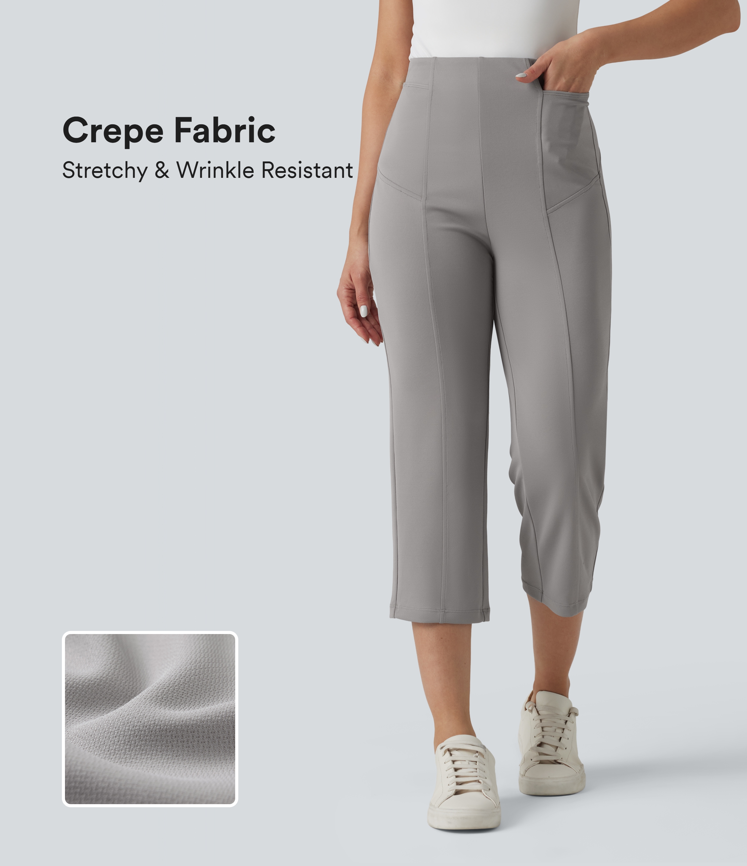Halara Flex™ High Waisted Straight Leg Cropped Work Trousers with Pockets