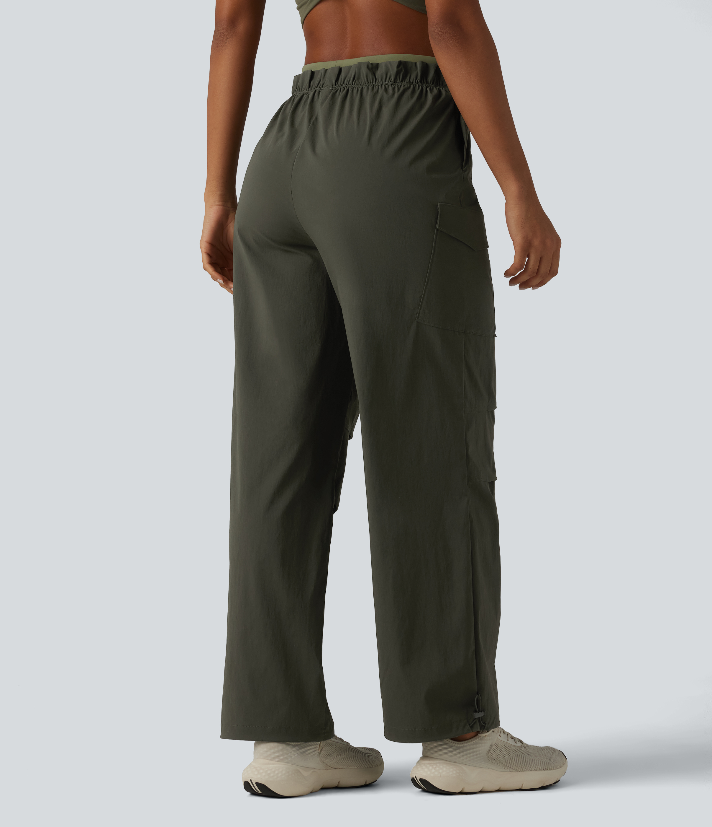 Forest Night High Waisted Baggy Hiking Cargo Joggers with Pockets / 2