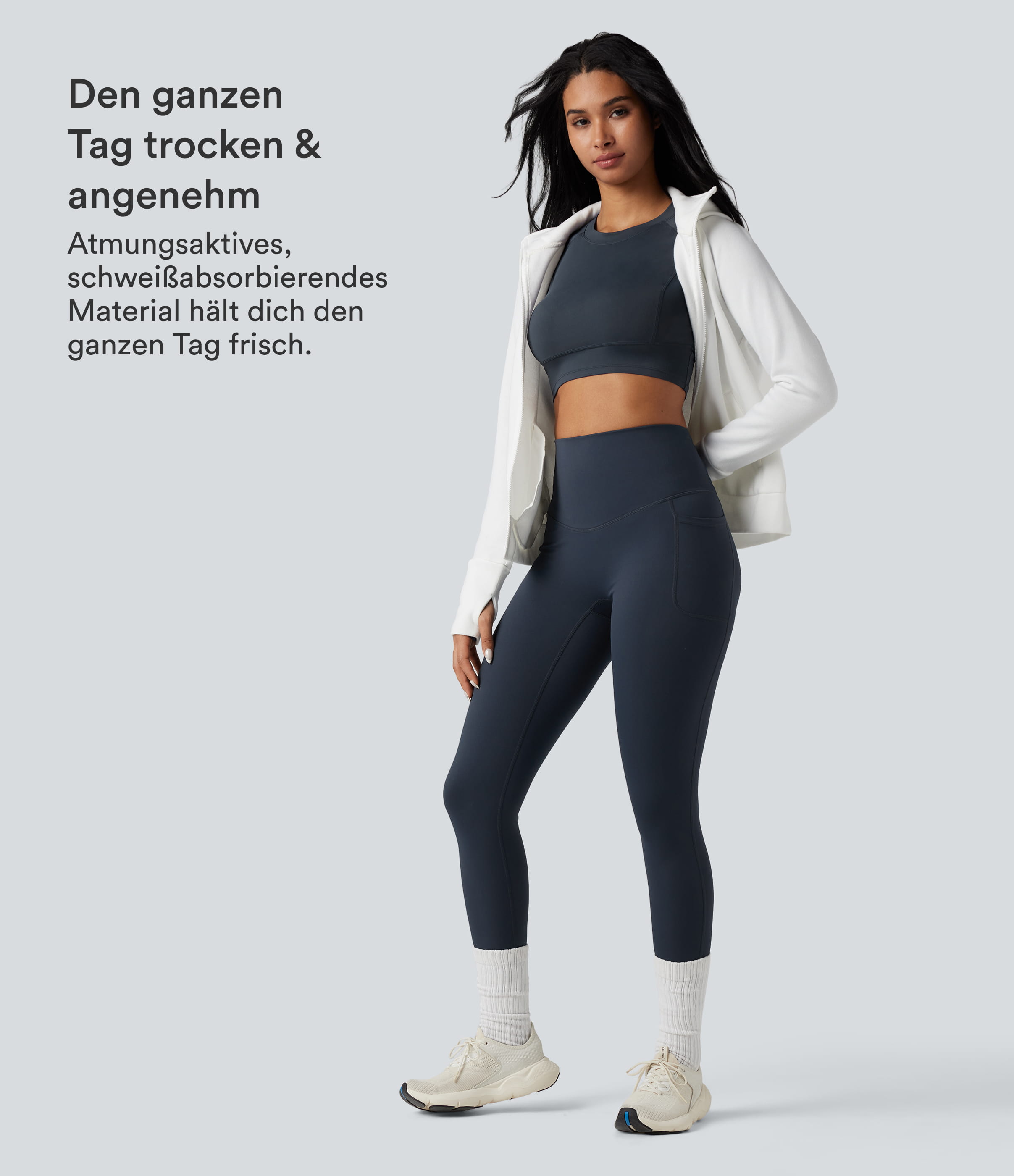 Blueberry Halara Ultrasculpt™ Heat - Lauf-Leggings mit hohem Crossover-Bund, Seitentaschen, Fleecefutter und Bauchkontrolle / 2