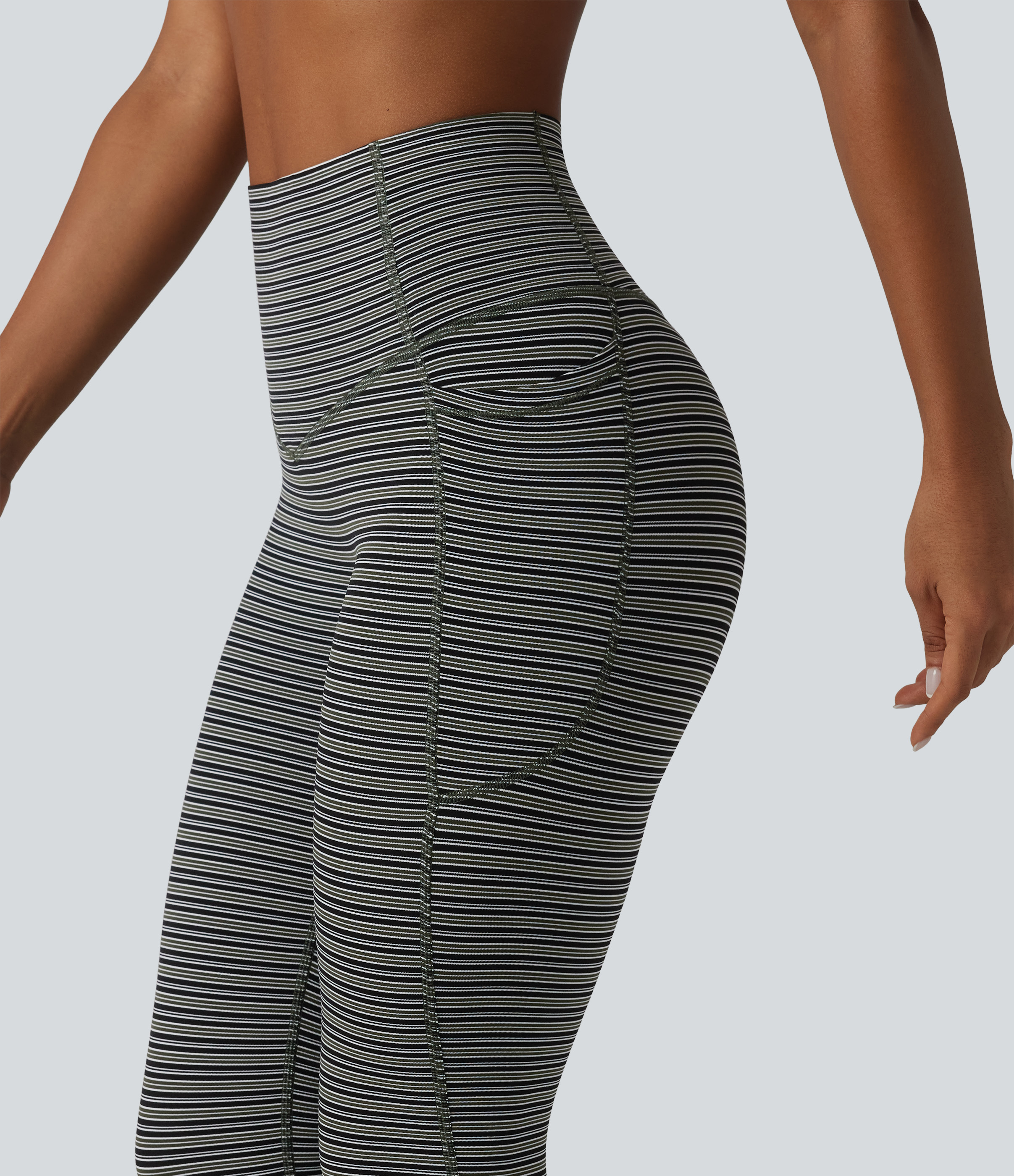 Nightwood Stripe  Halara UltraSculpt™ Jacquard Stripe High Waisted Tummy Control Running Leggings with Pockets / 2