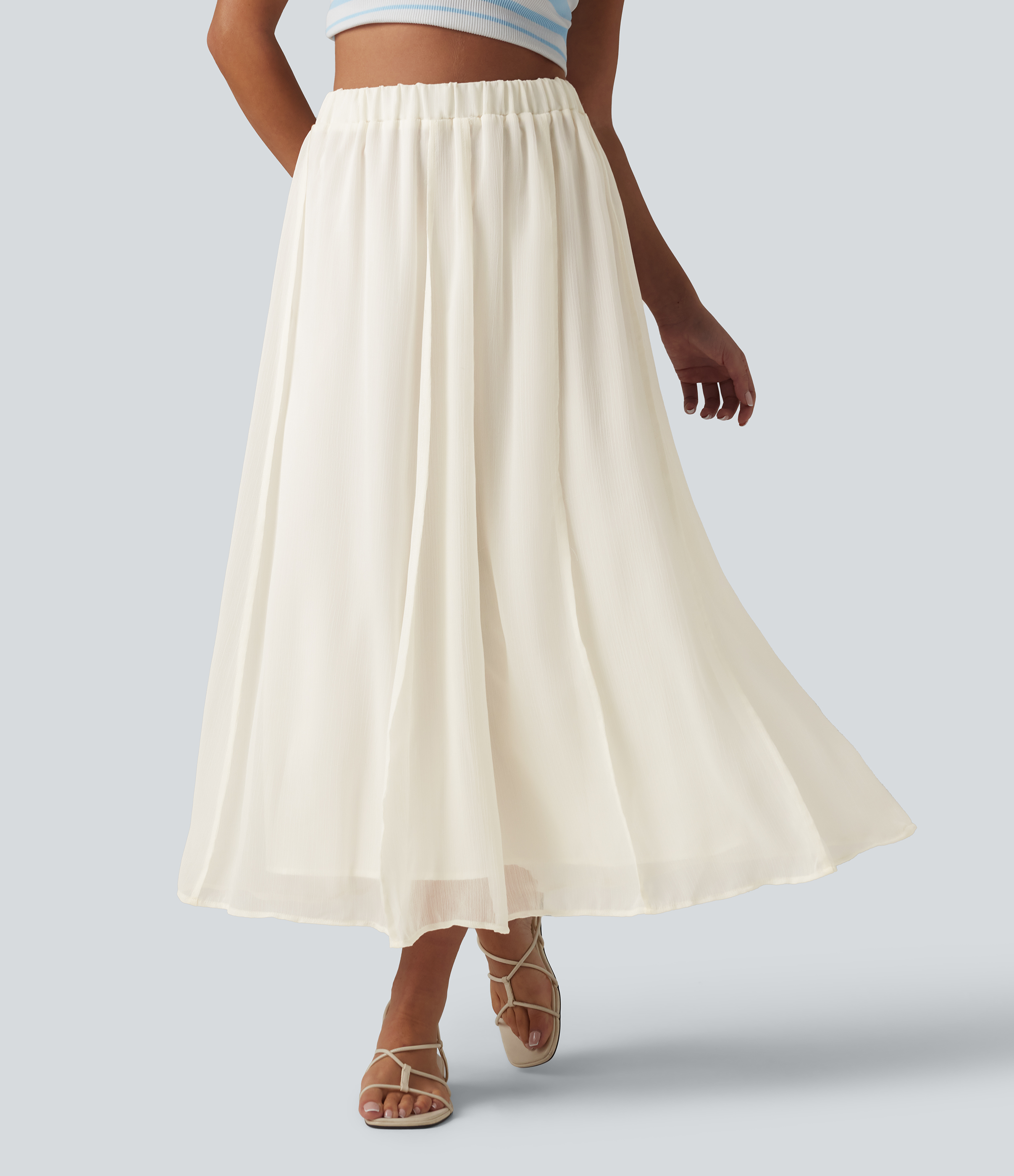 Flowing midi skirt with a high waist