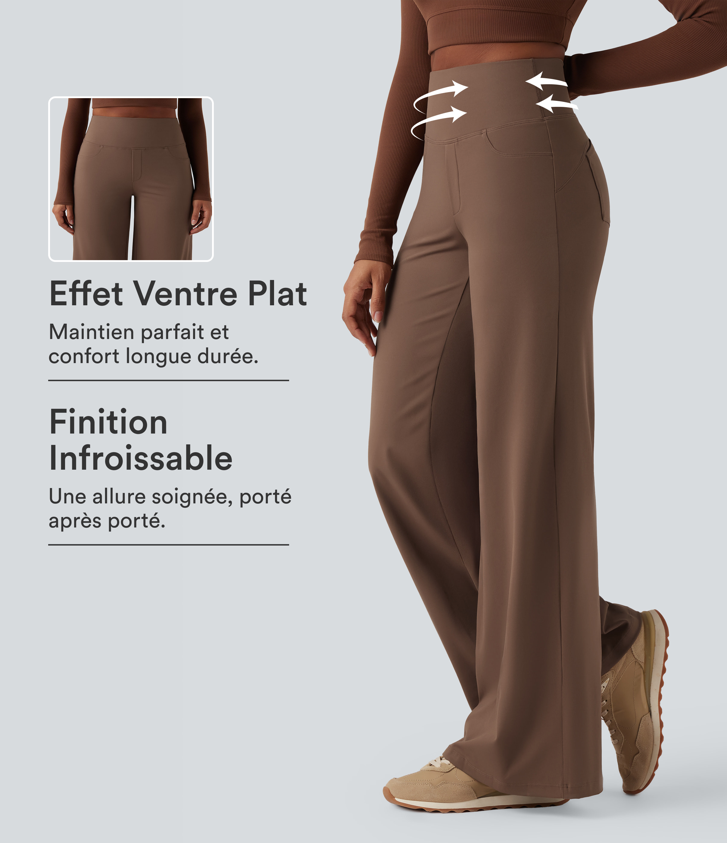 Pantalon yoga large gainant taille haute DayStretch avec poches