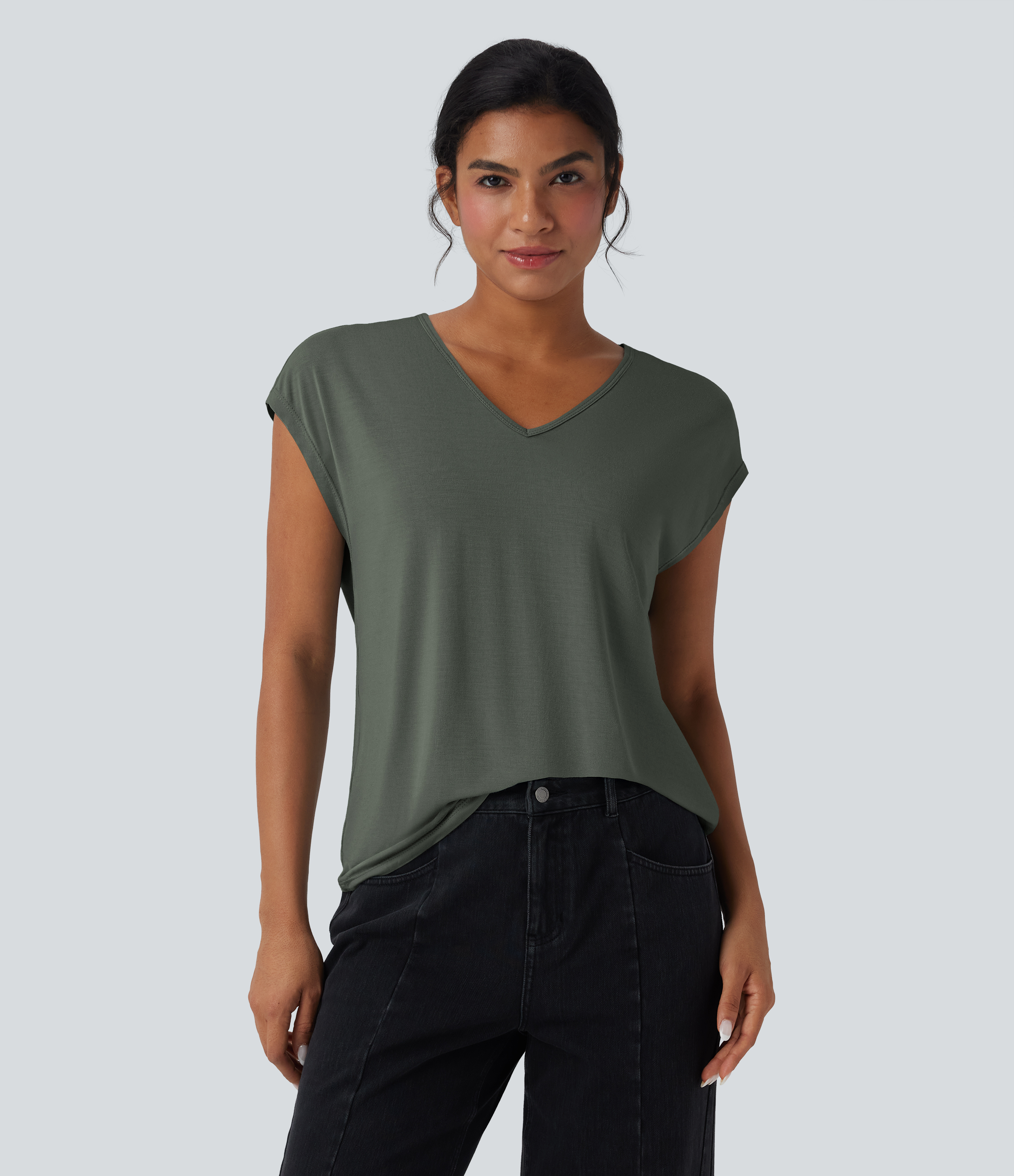 V Neck Short Sleeve Casual T-Shirt