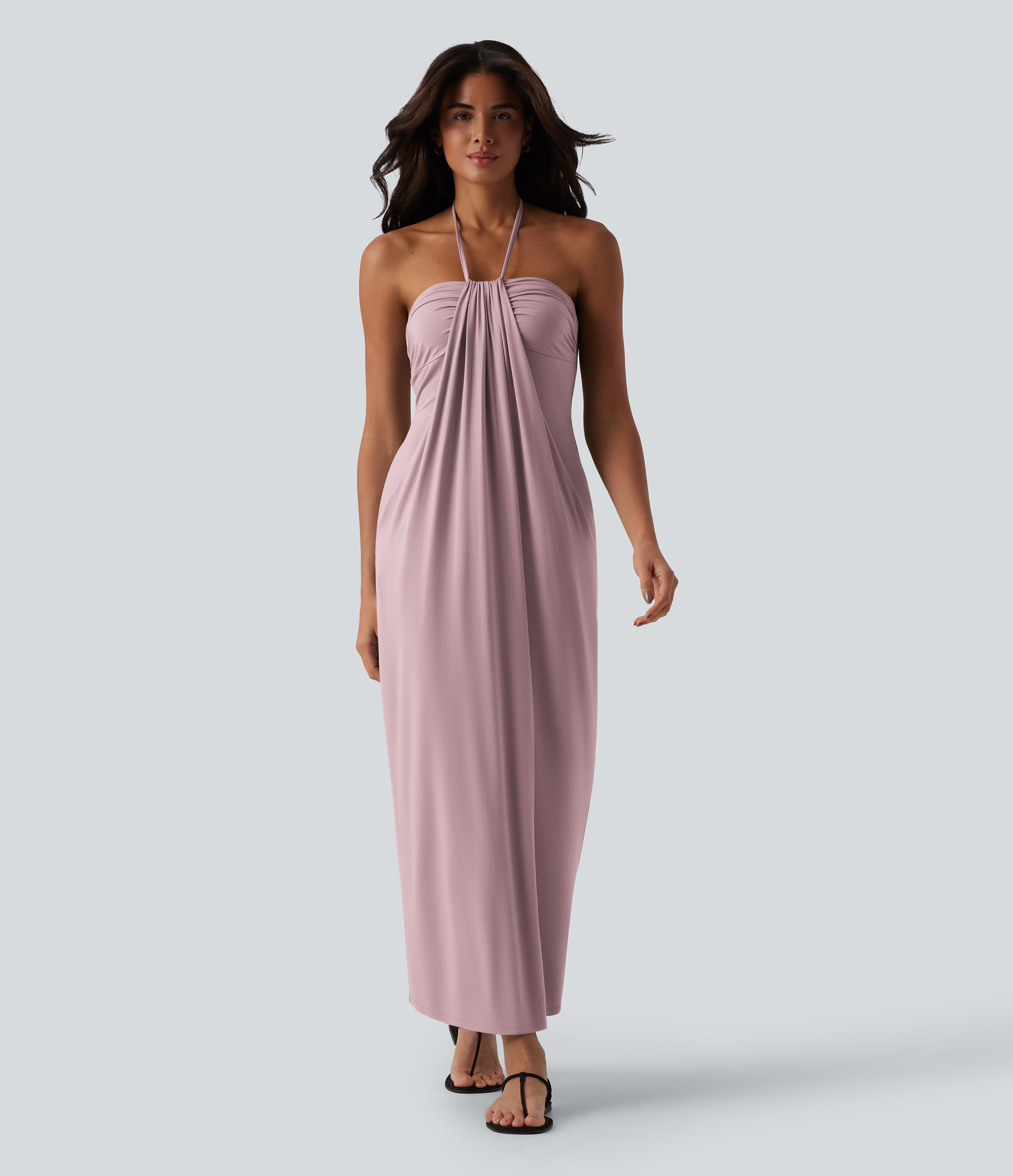Halter Tie Back Maxi Dress with Pockets