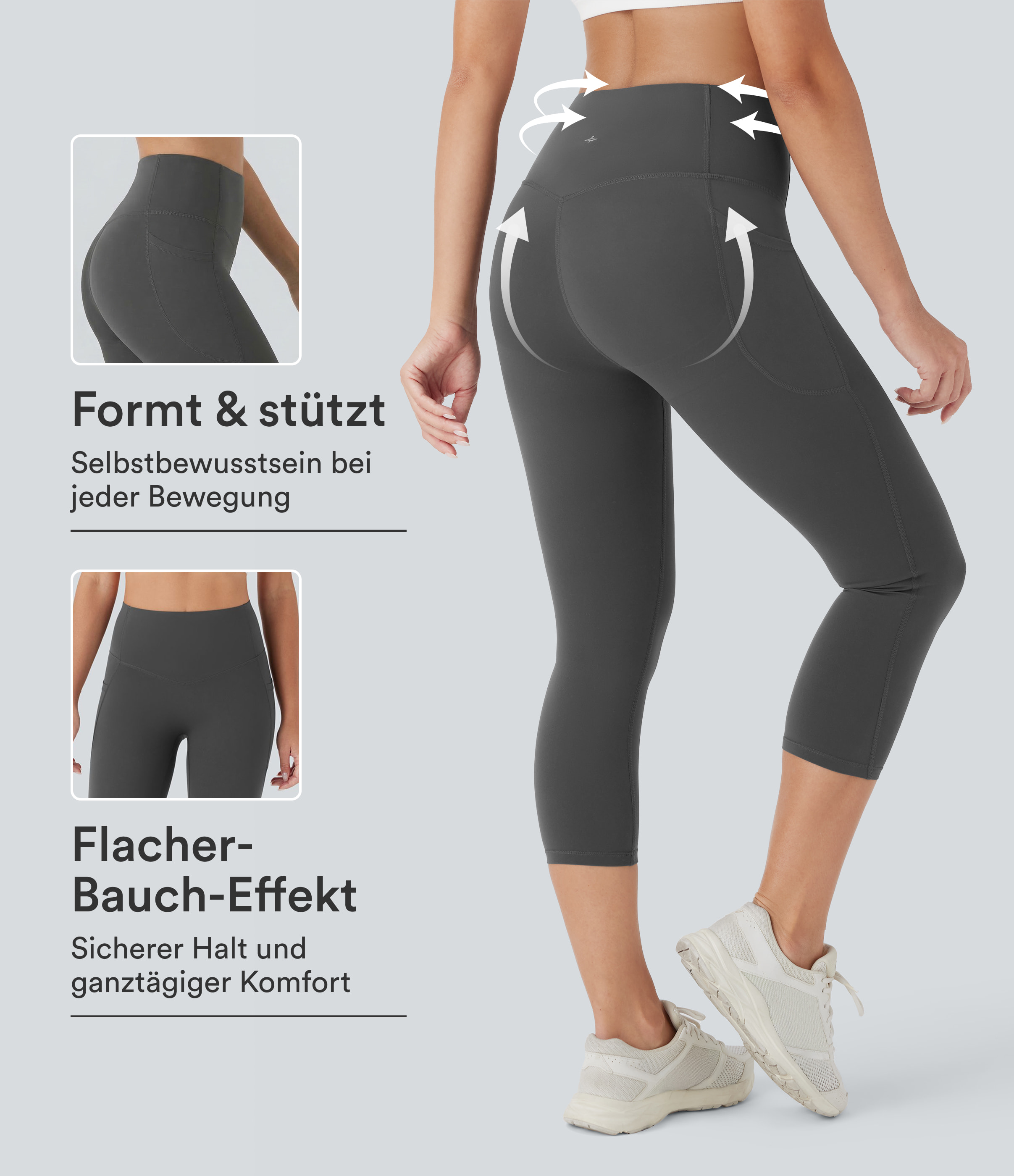 Halara UltraSculpt™ - Formende Capri-Workout-Leggings mit hohem Bund, Seitentaschen und Bauchkontrolle - Po-Lifting