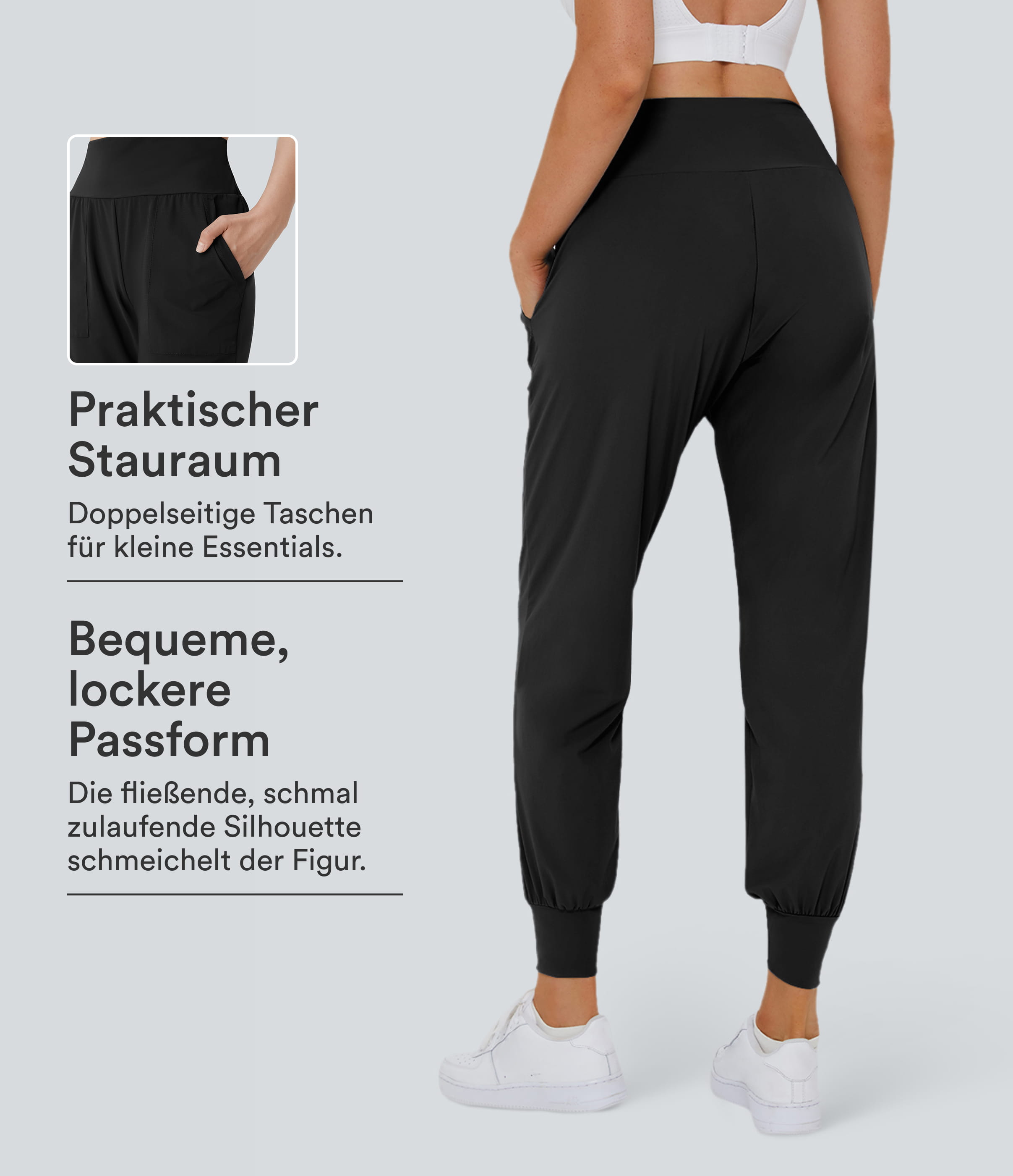Lässige Jogginghose mit hohem Bund und Seitentasche