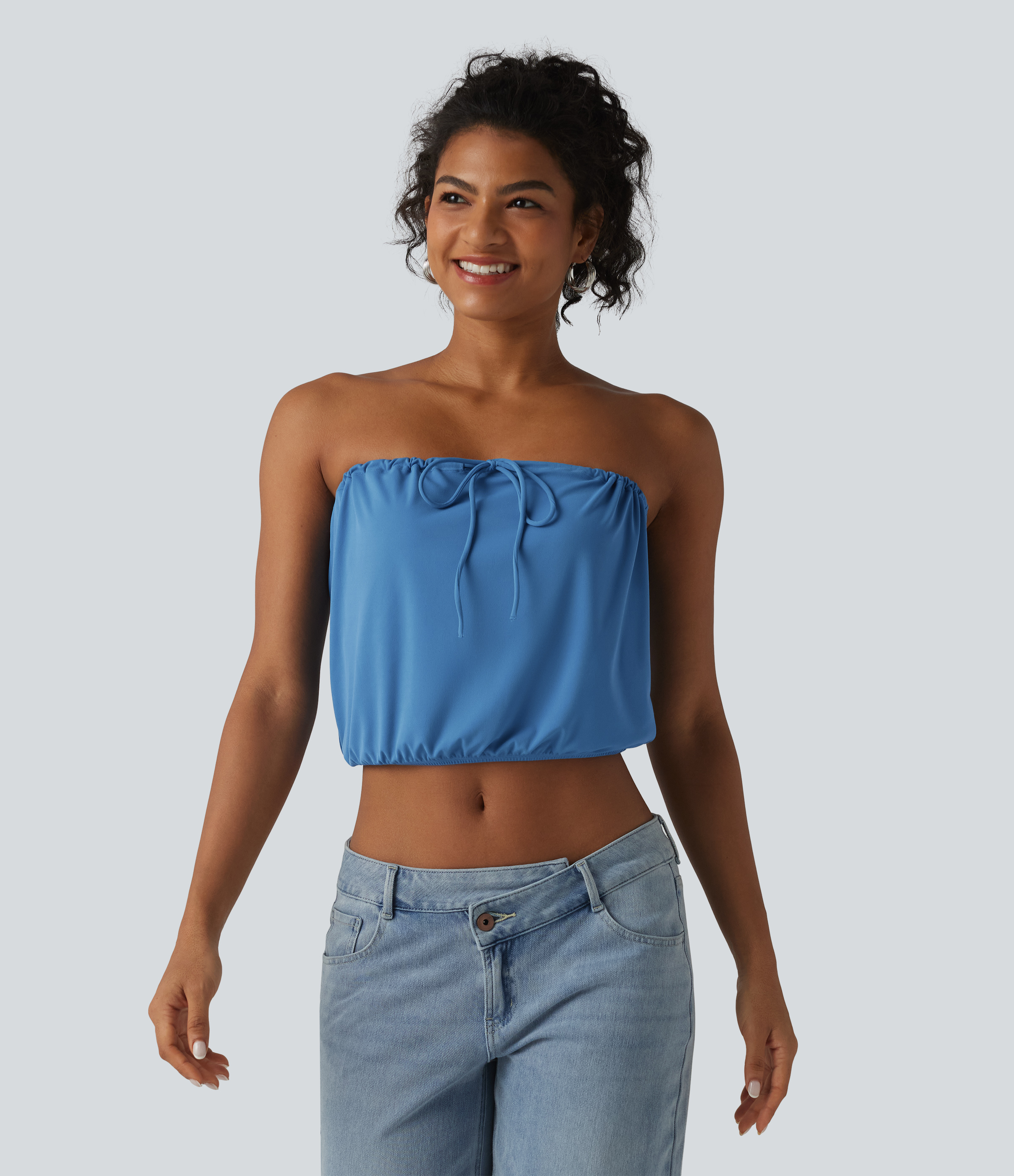SoftlyZero™ Tube Lace Up Cropped Casual Tank Top-UPF50+