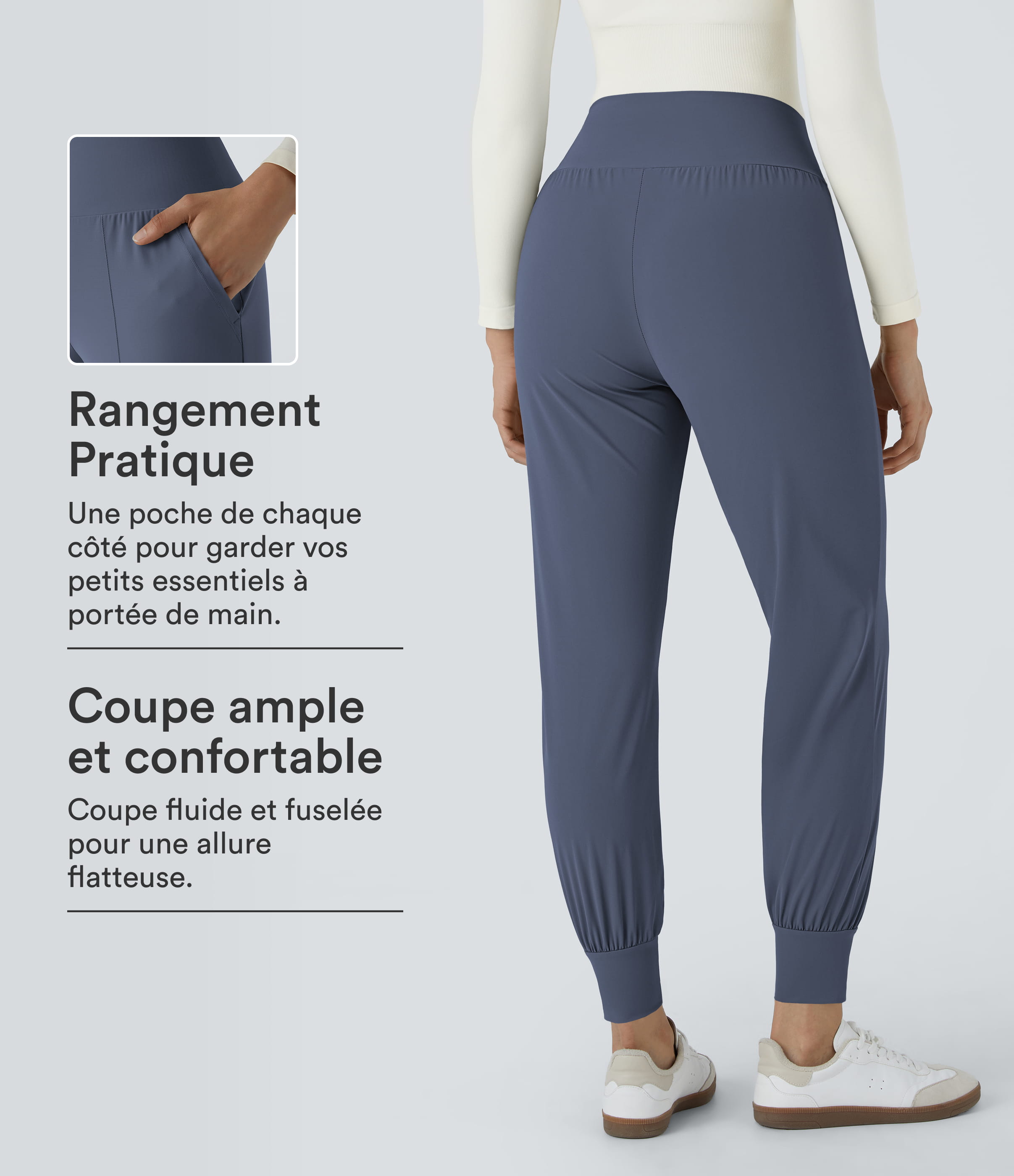 Jogging Casual Uni Taille Haute Poche Latérale 