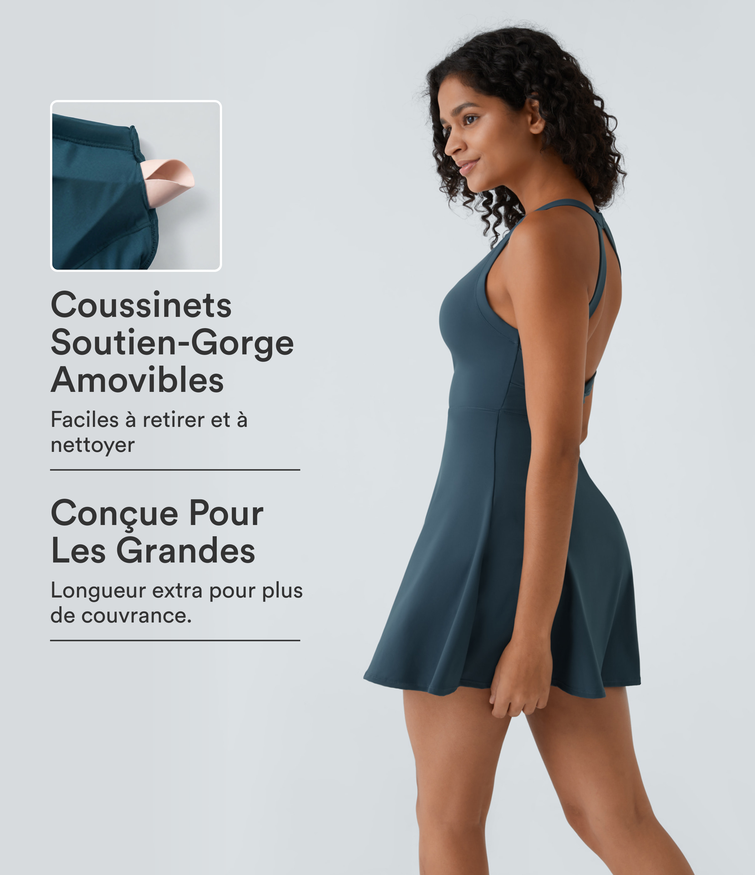 Robe de Danse Sport Mini à Volants Torsadés Dos Nu - Longueur Plus