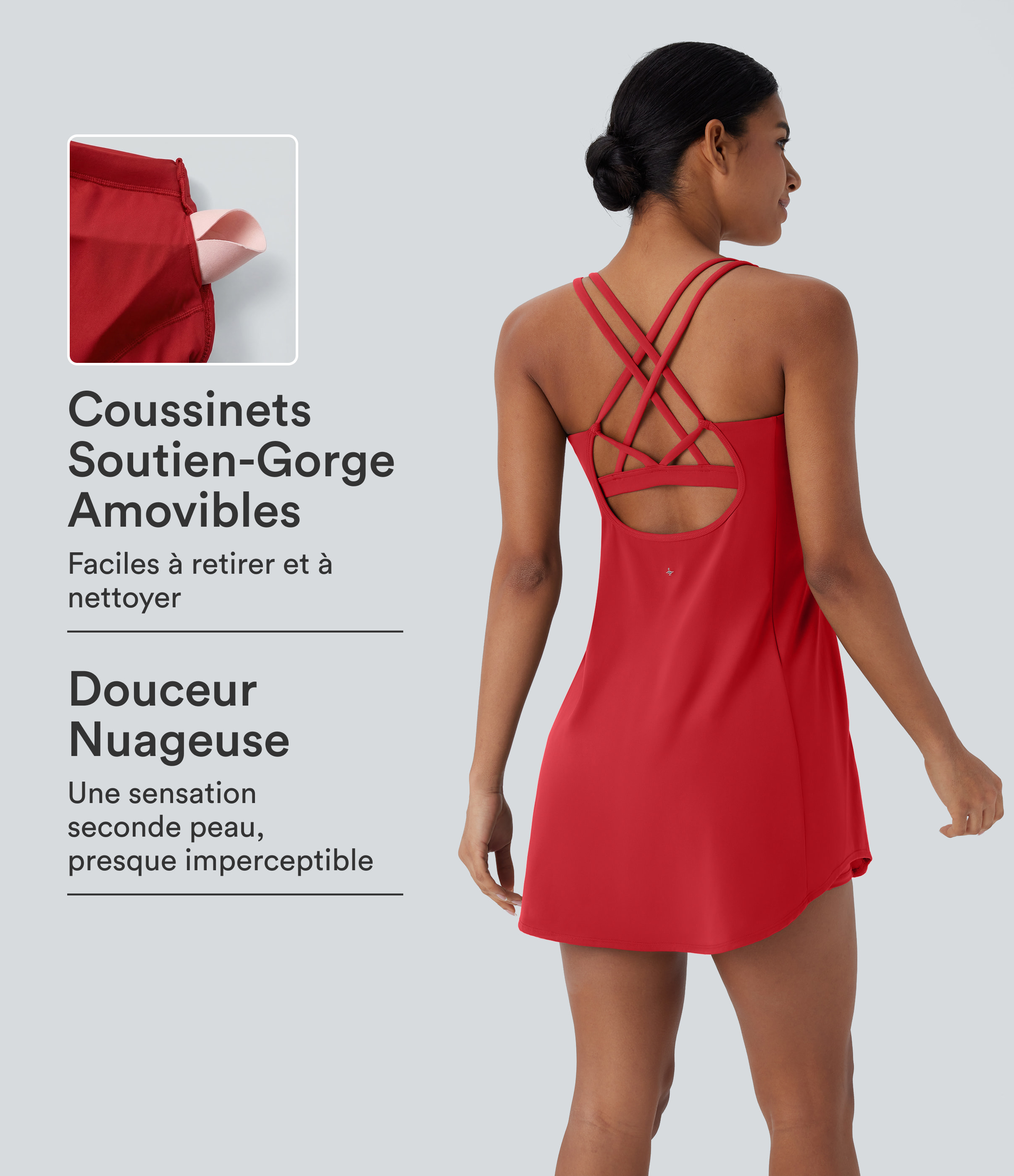 Robe de sport yoga mini 2-pièces SoftlyZero™ Plush à découpes avec poche A-C