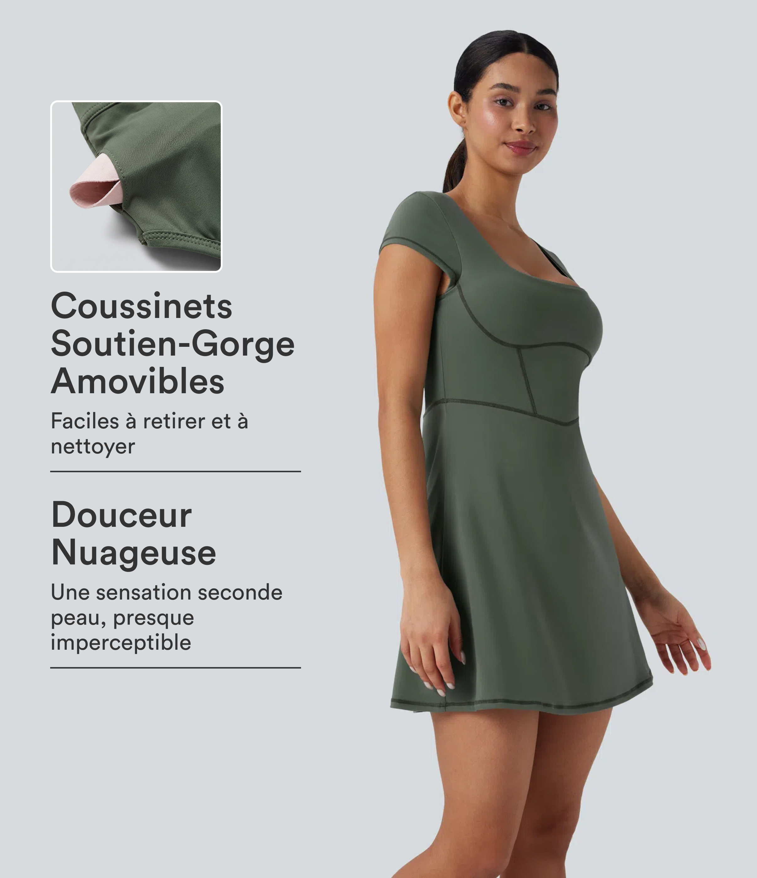 Robe décontractée mini 2-en-1 Softlyzero™ Plush à col carré style corset avec poche