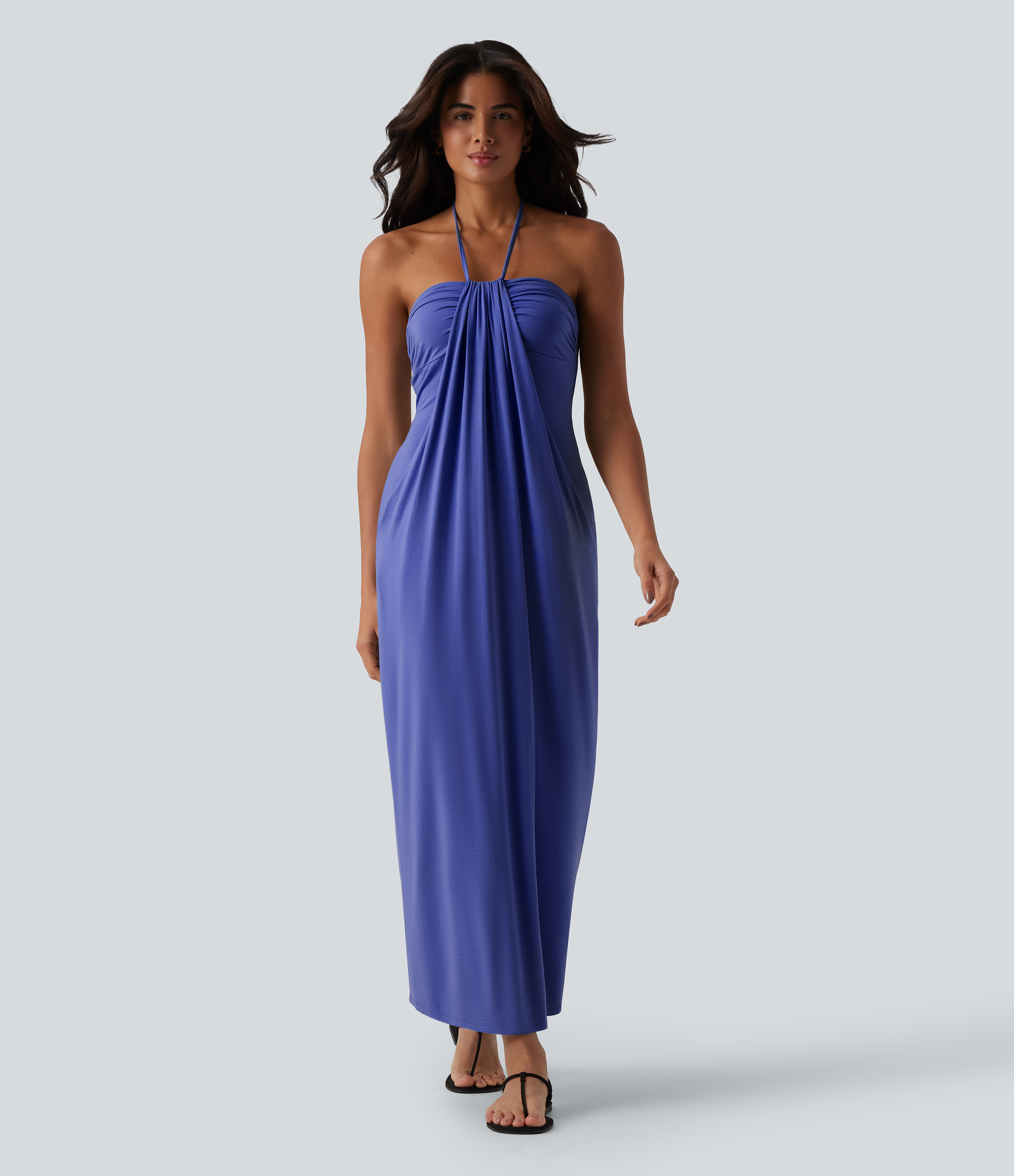 Halter Tie Back Maxi Dress with Pockets