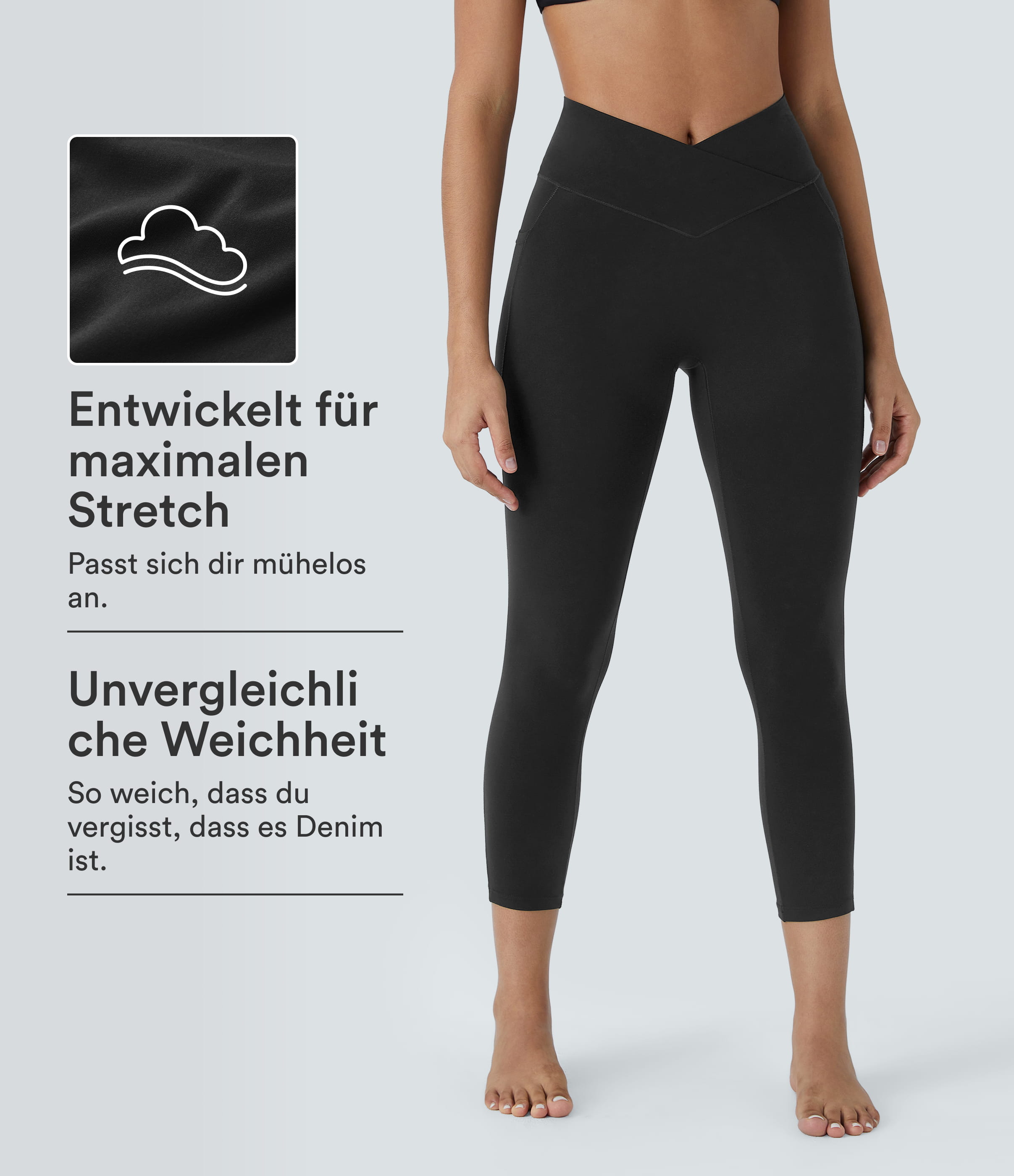 Softlyzero™ Crossover Capri-Leggings mit hohem Bund