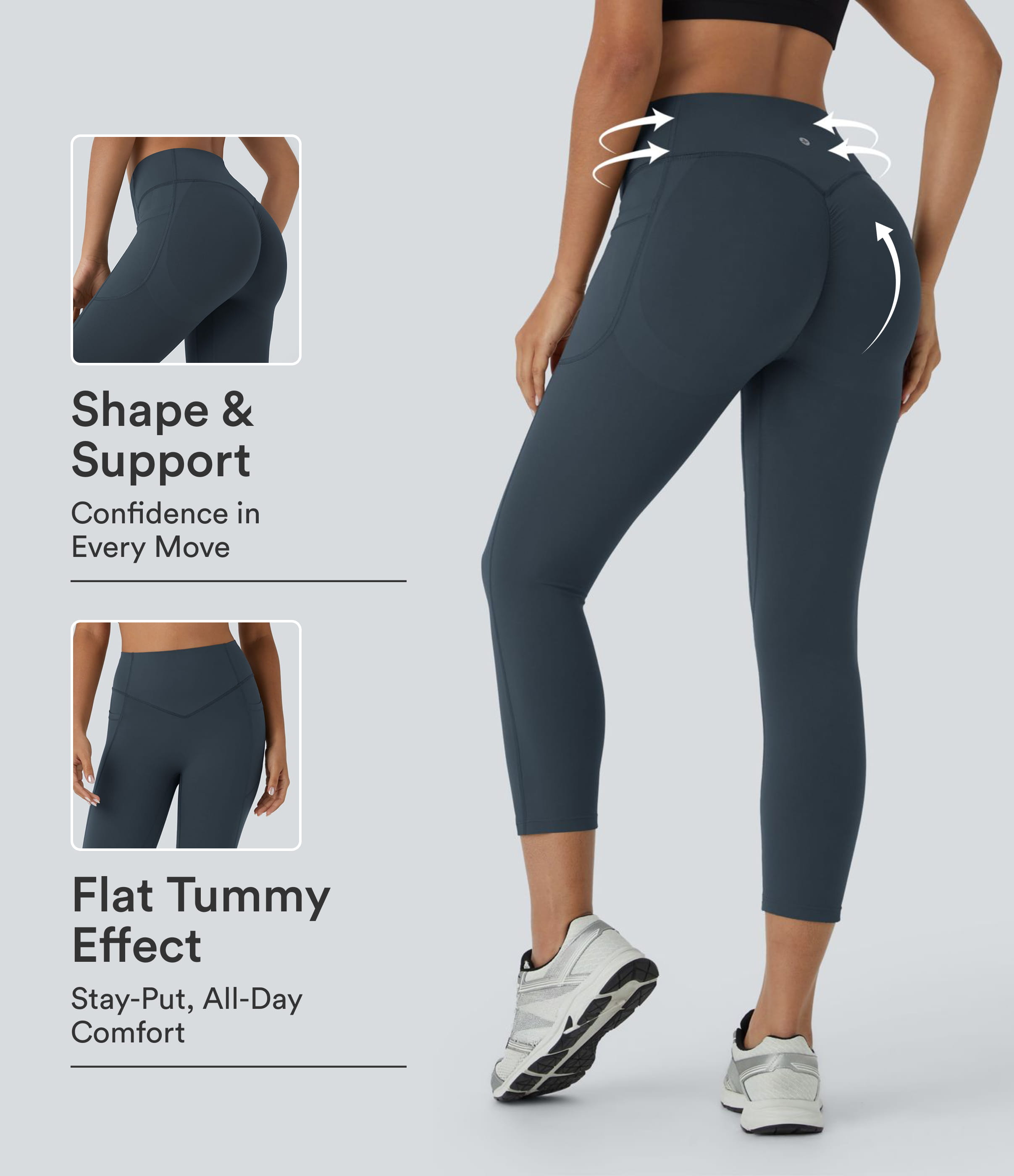 Halara UltraSculpt™ High Waisted Scrunch Butt Lifting Tummy Control Pocket Shaping Capri Training Leggings