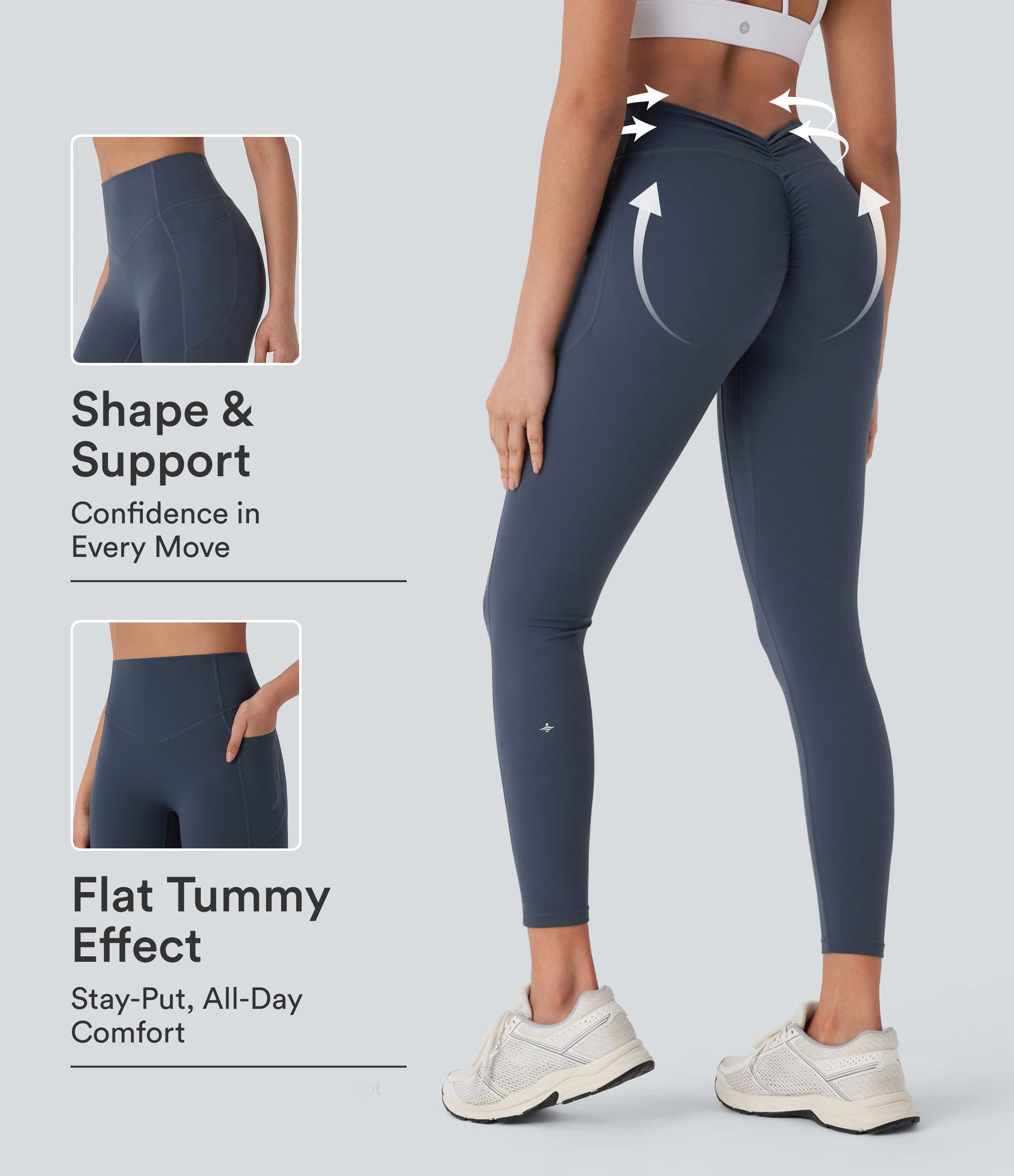 Halara UltraSculpt™ High Waisted Tummy Control Butt Lifting Ruched Pocket Shaping Yoga Leggings