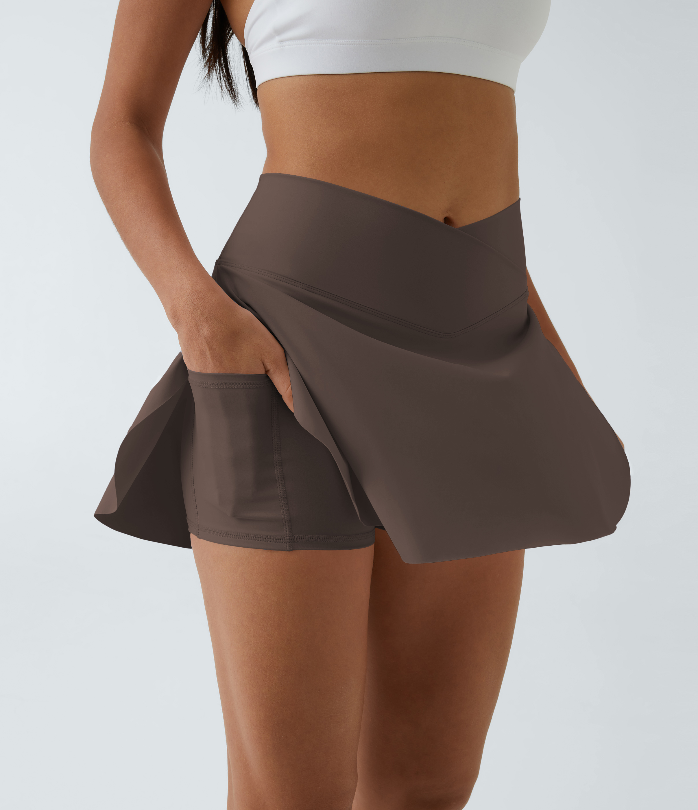 SoftlyZero™ Airy Crossover Pocket 2-in-1 InstantCool Tennis Skirt-Lucid-Longer Length