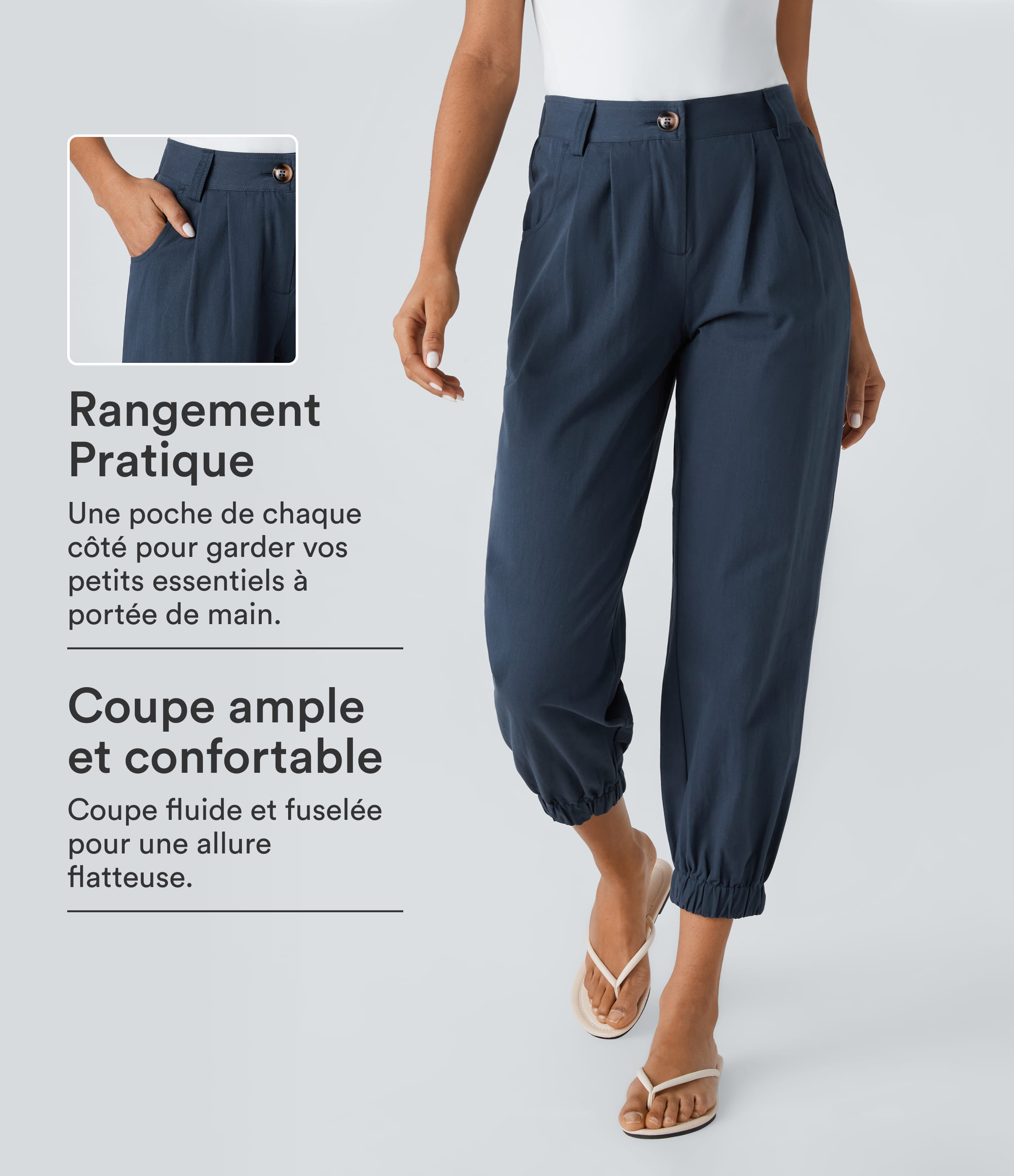 Jogging Coton Casual Mi-Hauteur Boutonnés Fermeture Éclair Poche Latérale  
