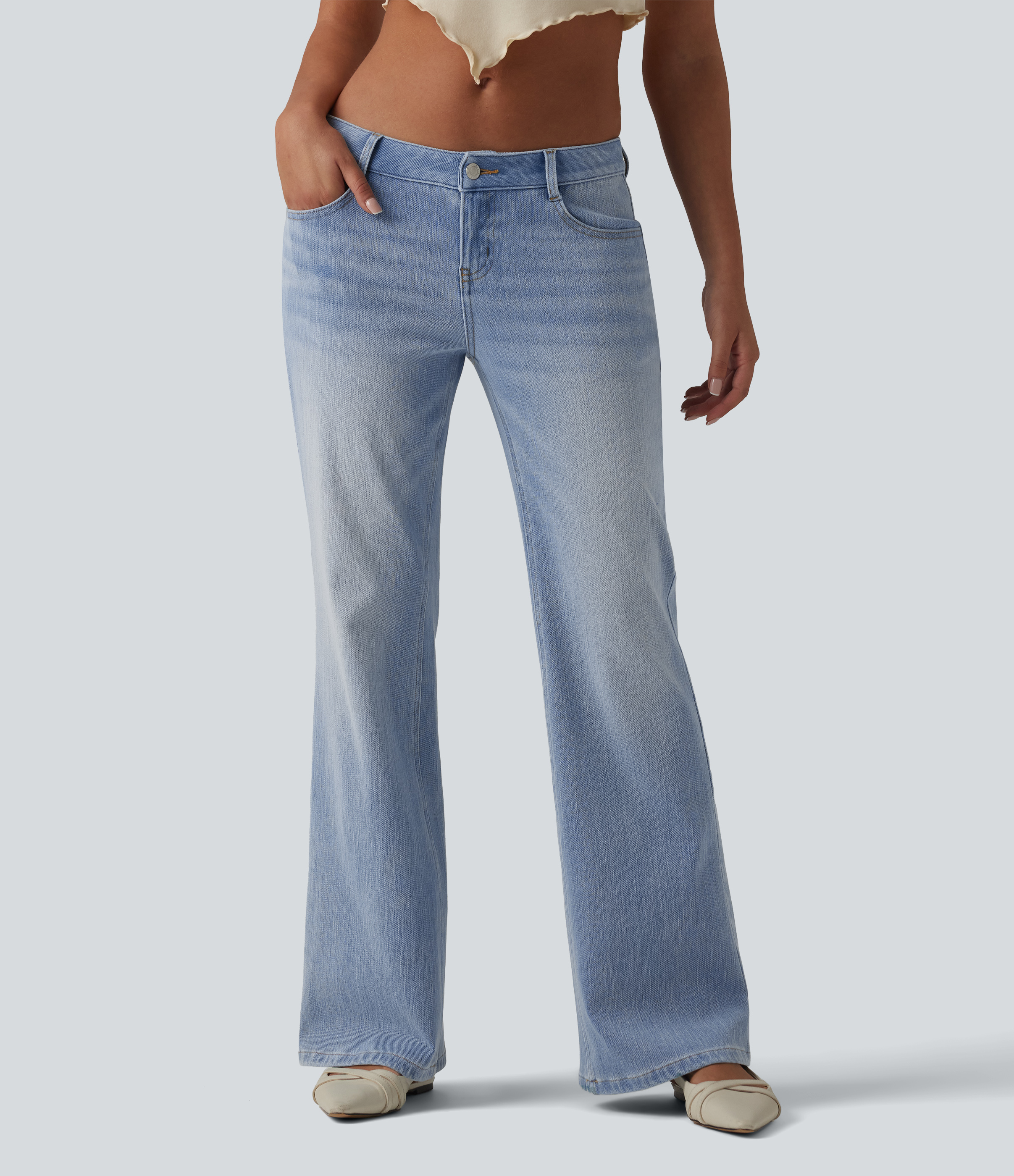 Halara Flex™ Jean droit casual taille basse avec poches
