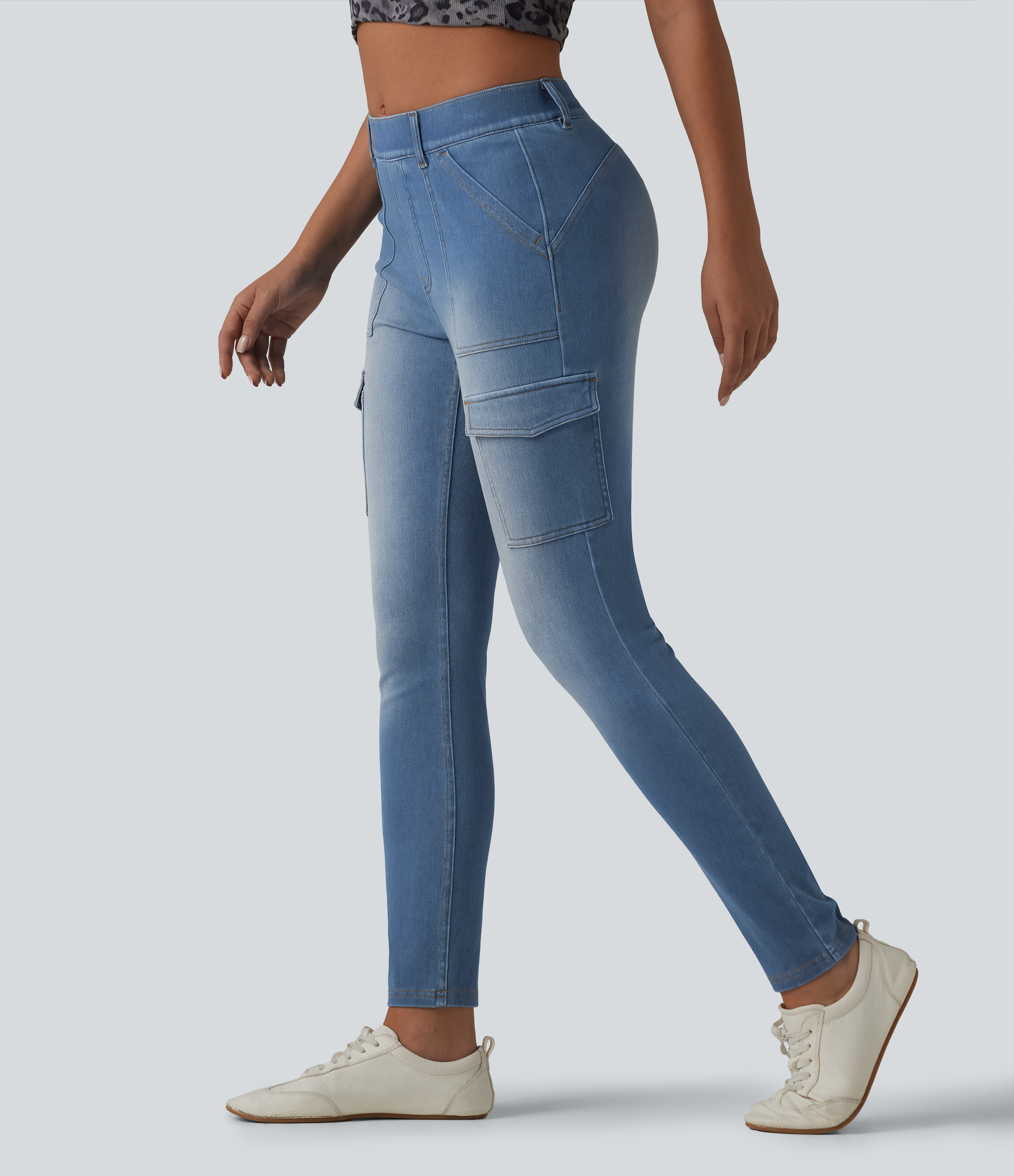 Halara Flex™ Mid Rise Skinny Casual Cargo Jeans with Pockets
