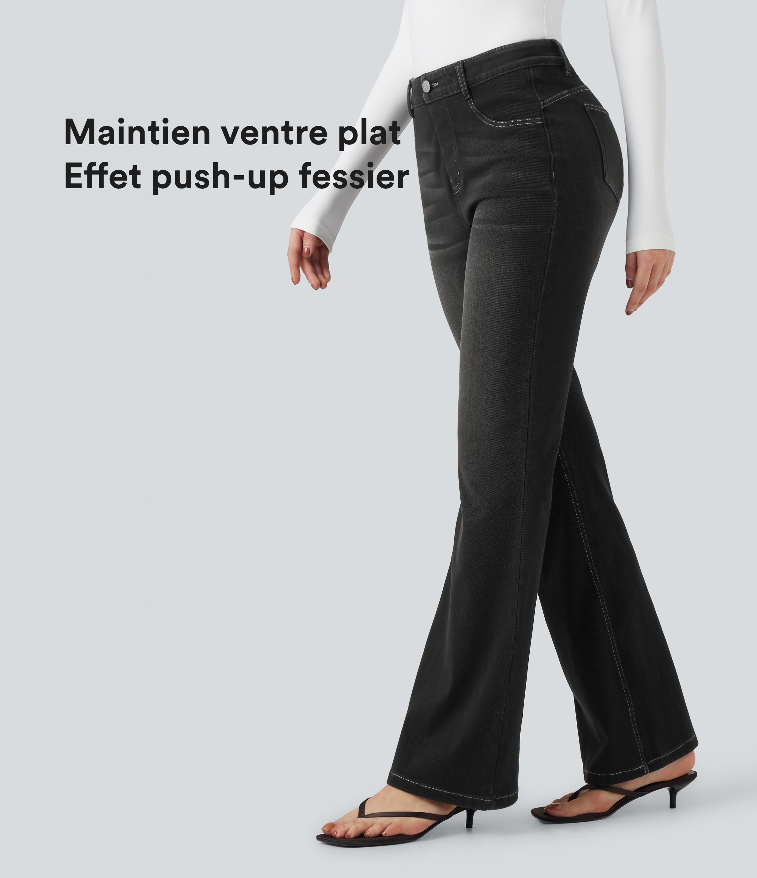Halara Flex™ high-waisted, push-up effect, bootcut denim leggings with pockets