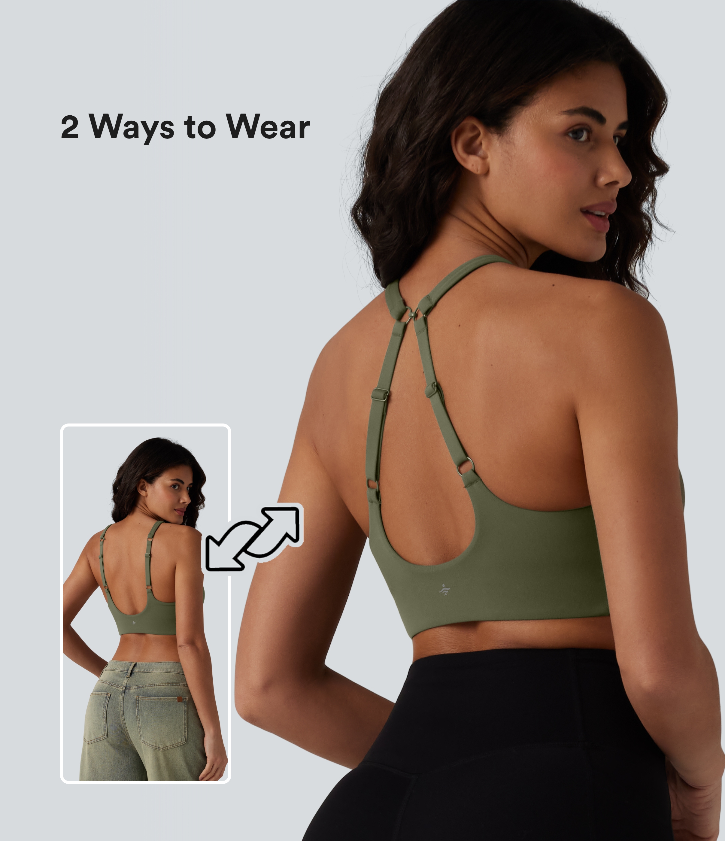 SoftlyZero™ - Rückenfreier Yoga-Sport-BH mit leichtem Support, U-Ausschnitt und verstellbaren Trägern - B-D Cups