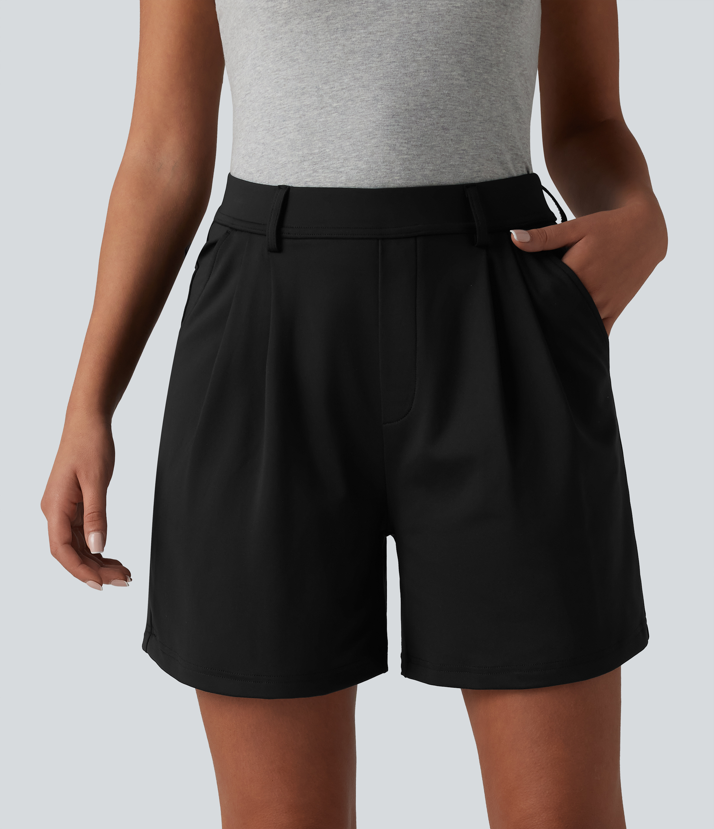 DayStretch High Waisted Work Shorts 5'' with Pockets