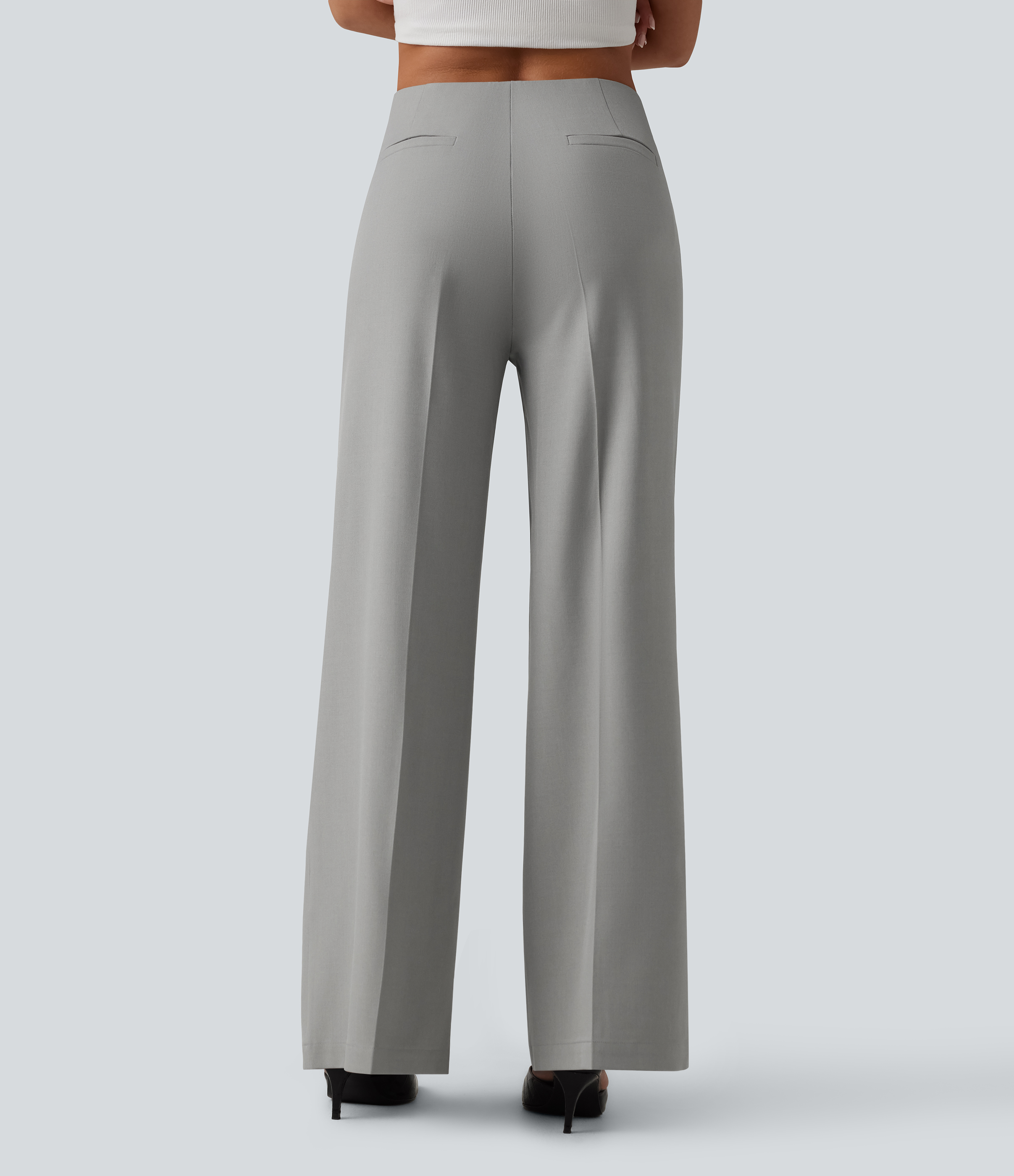 Drizzle Low Rise Wide Leg Work Tailored Pants with Pockets / 2