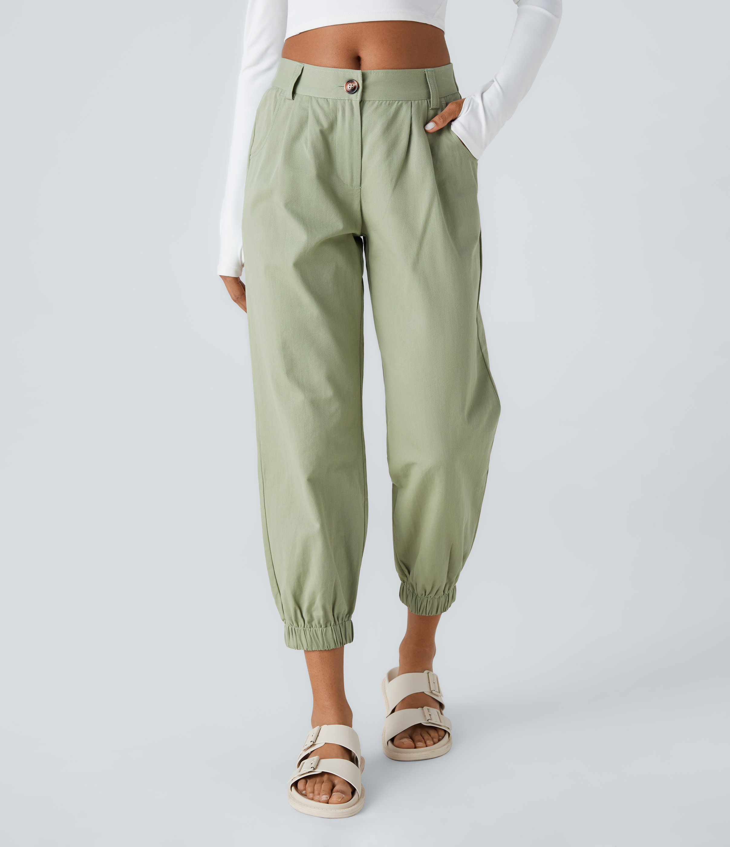 Mid Rise Casual Cotton Joggers with Pockets