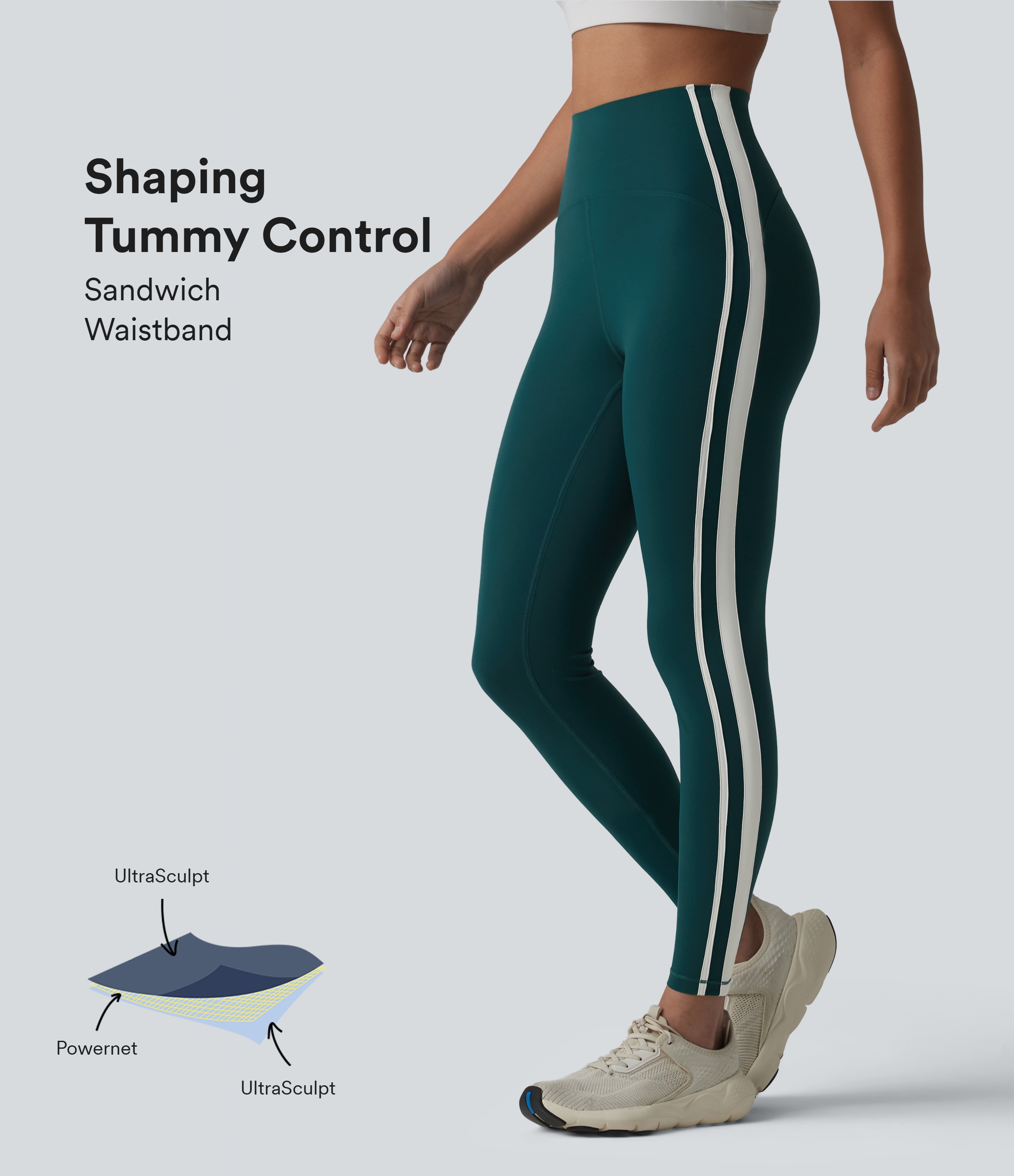 Halara Ultrasculpt™ High-waisted Tummy Control Side Stripe Yoga 7/8 Leggings