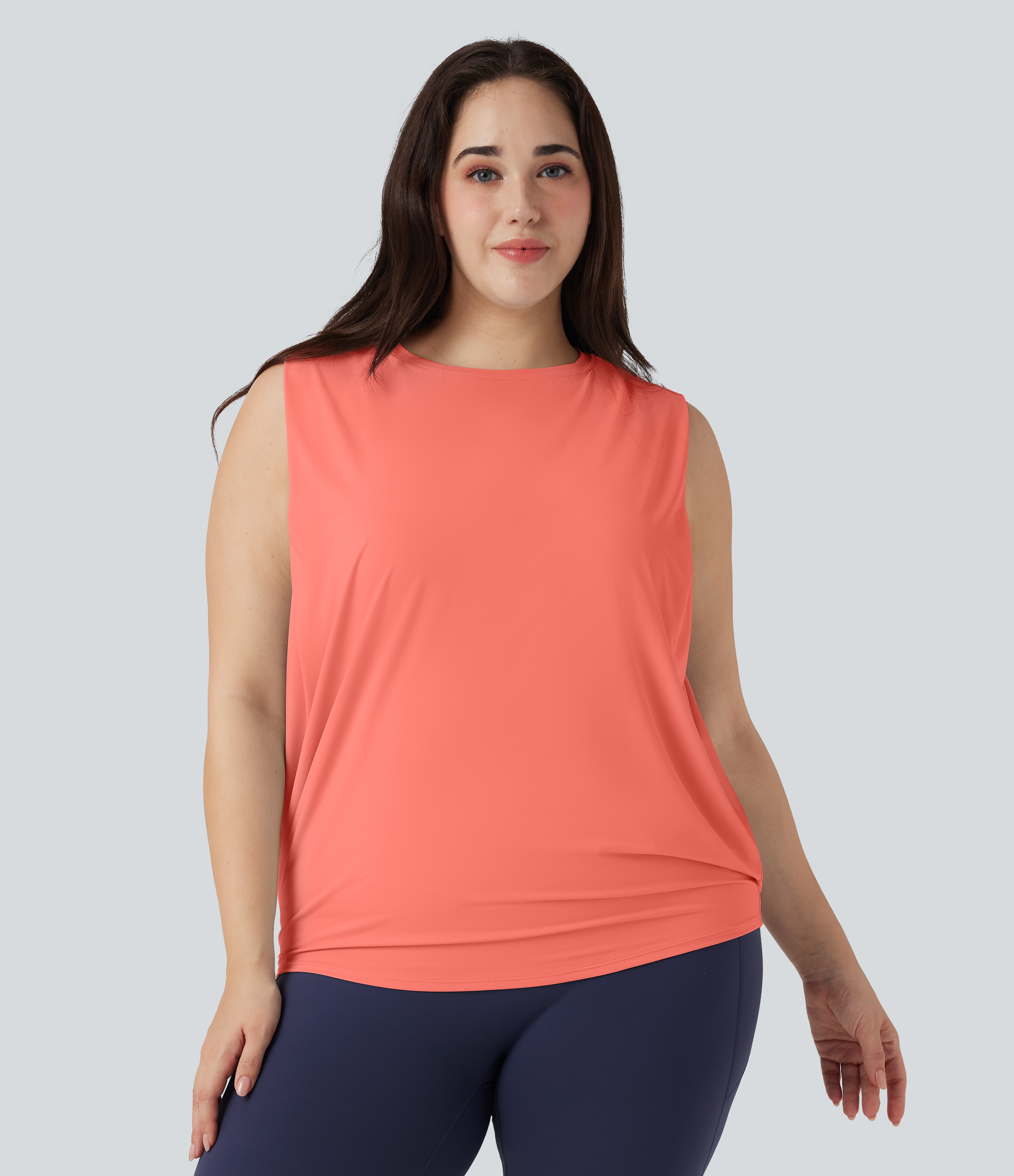 Plus Size Round Neck Cool Touch Yoga Tank Top-UPF50+