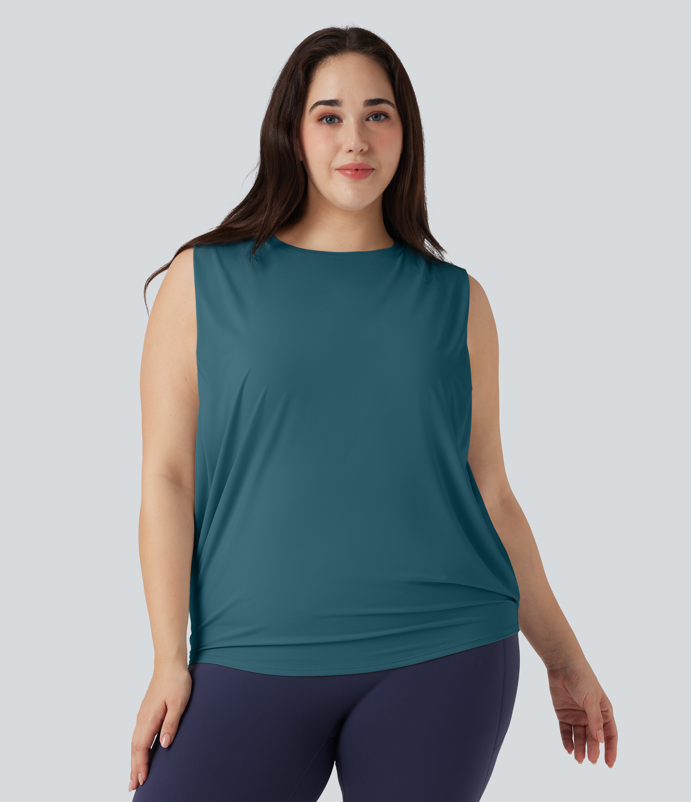 Plus Size Round Neck Cool Touch Yoga Tank Top-UPF50+